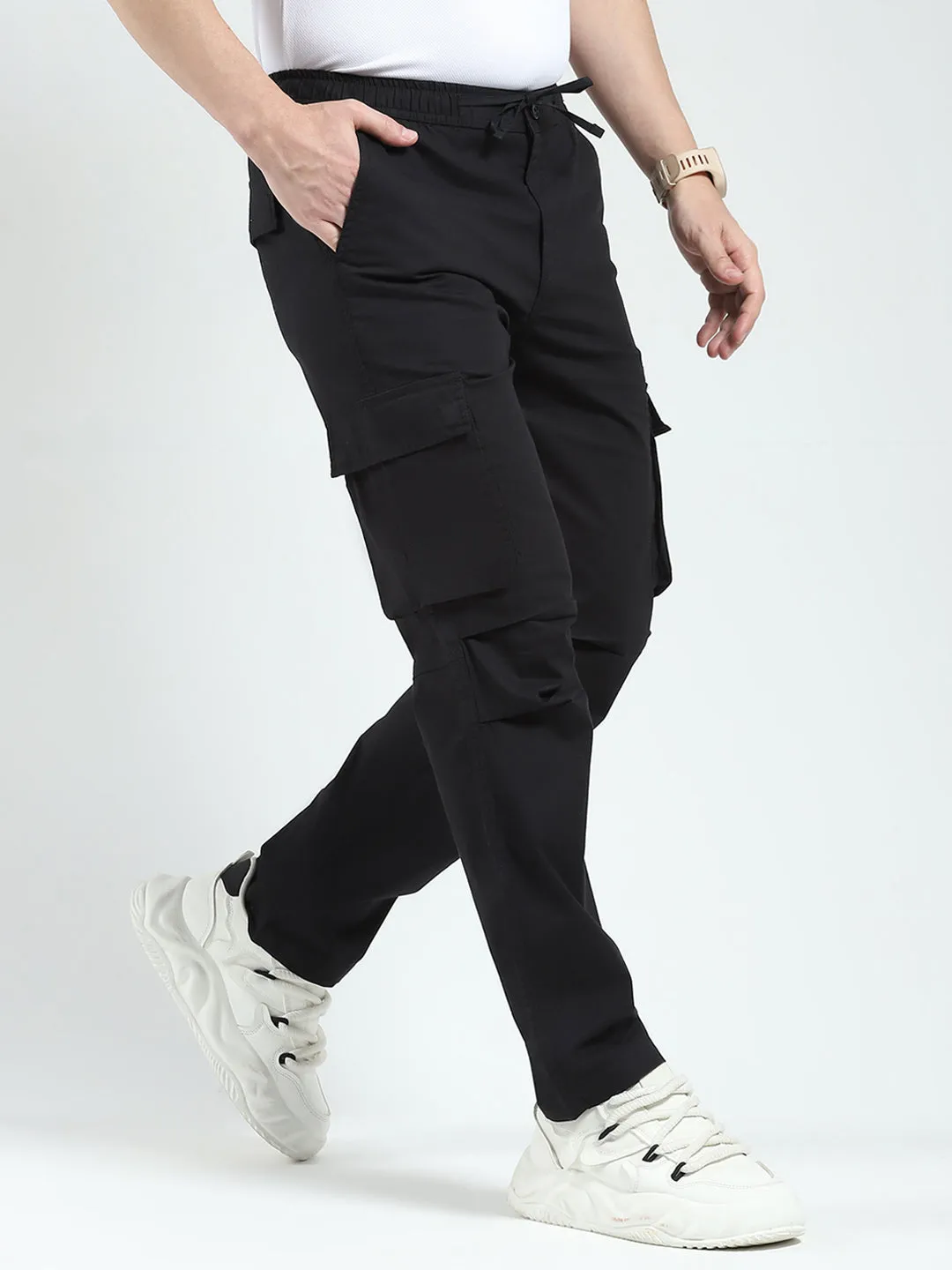 Rock.it Men Black Solid Regular Fit Cargo sold by Monte Carlo product image thumbnail 4