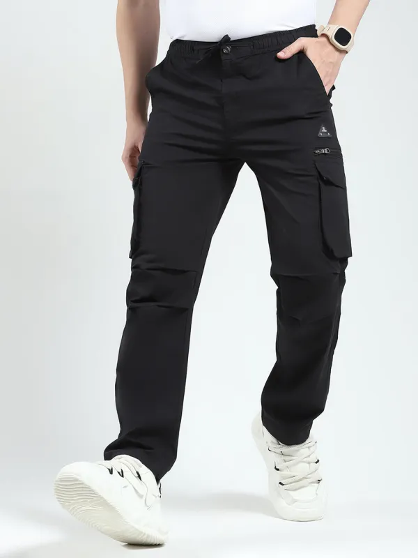 Rock.it Men Black Solid Regular Fit Cargo sold by Monte Carlo