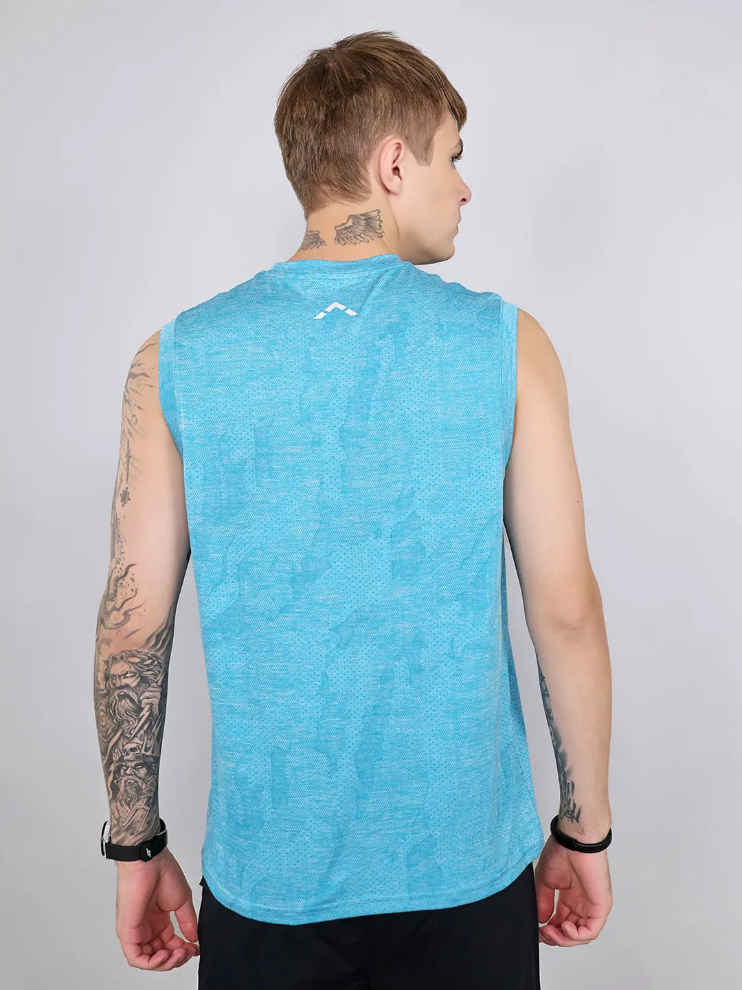 Rock.it Men Blue Jacquard Round Neck Sleeveless T-Shirt sold by Monte Carlo product image thumbnail 4