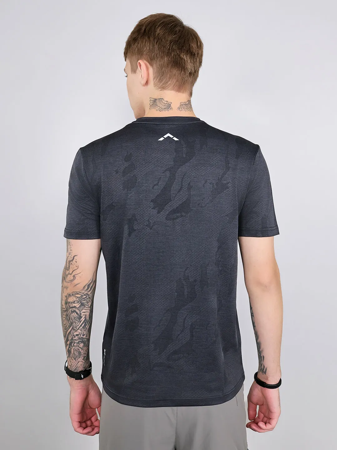 Rock.it Men Charcoal Solid Round Neck Half Sleeve T-Shirt sold by Monte Carlo product image thumbnail 4