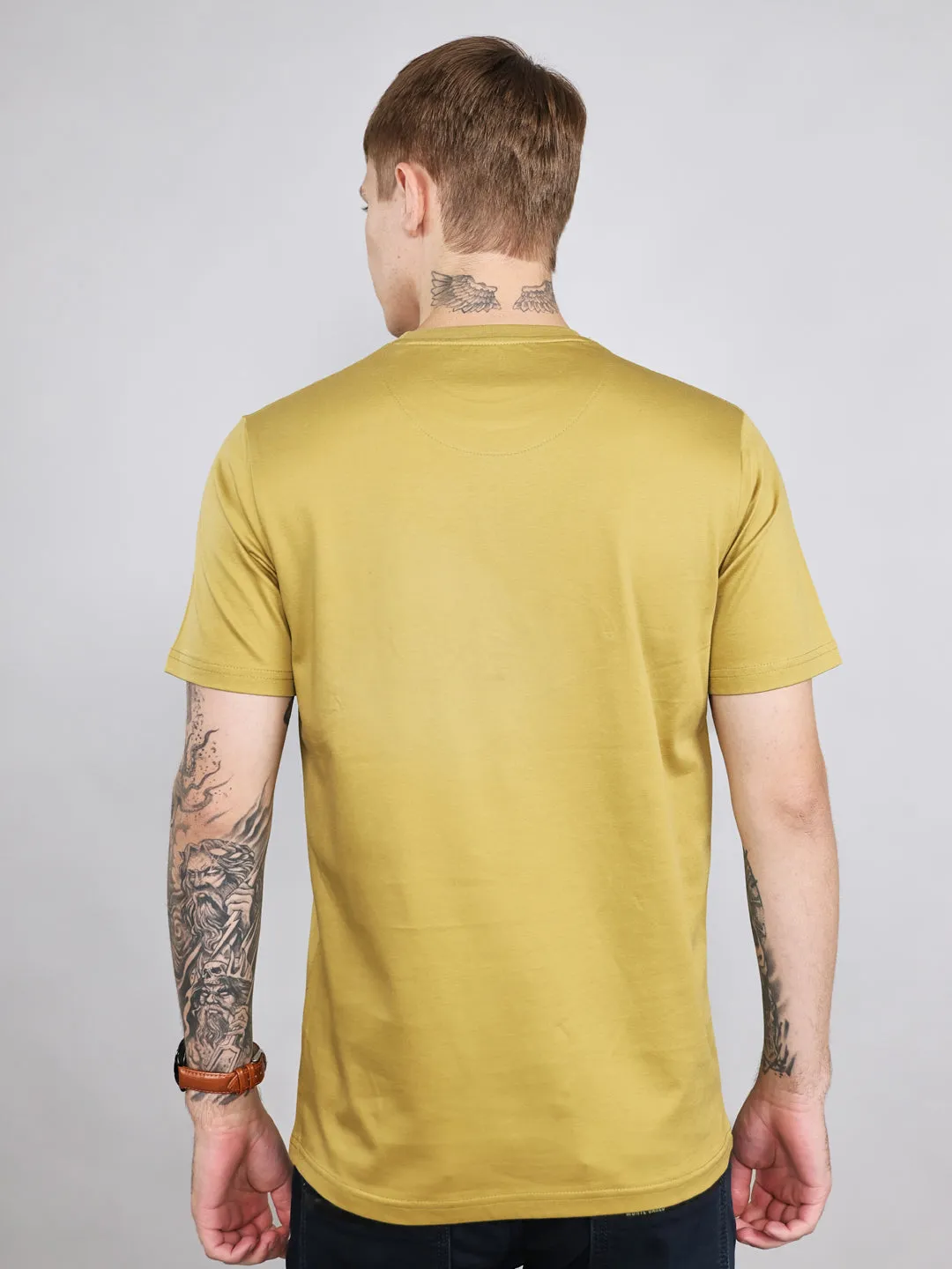 Men Green Printed Round Neck Half Sleeve T-Shirt sold by Monte Carlo product image thumbnail 4