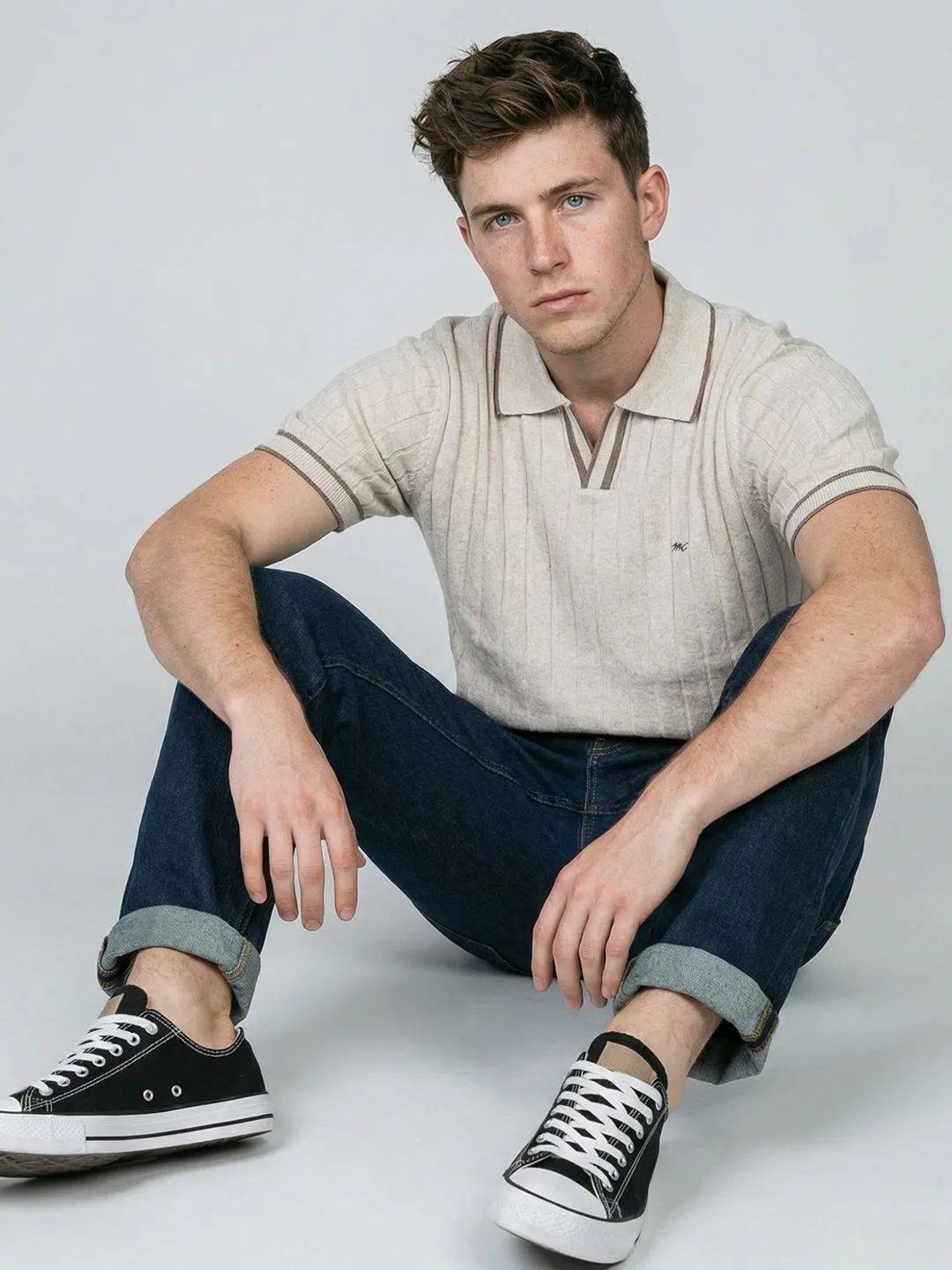 Men Off White Self Design Collar Half Sleeve T-Shirt sold by Monte Carlo product image thumbnail 5