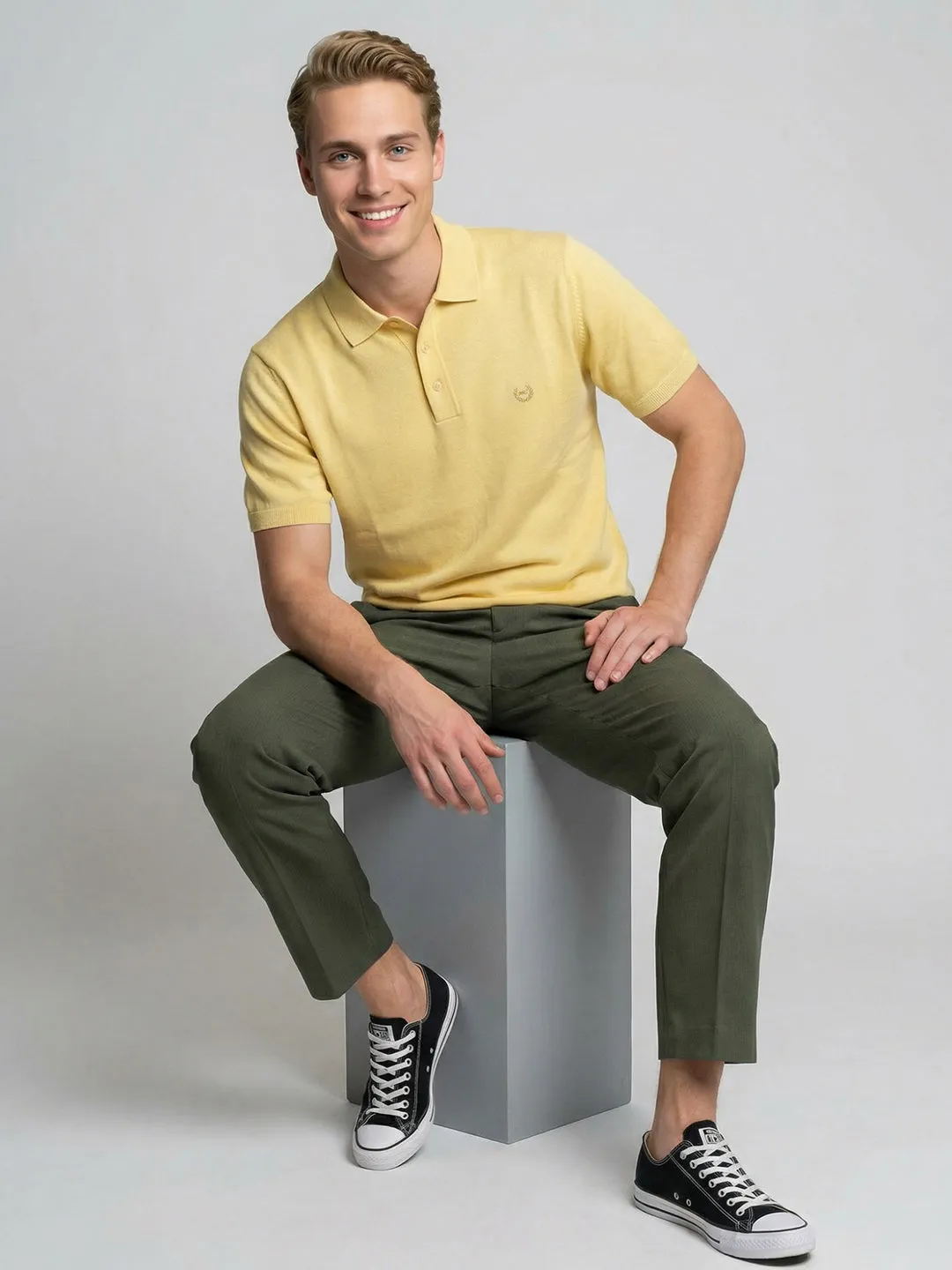 Men Yellow Solid Collar Half Sleeve T-Shirt sold by Monte Carlo product image thumbnail 5