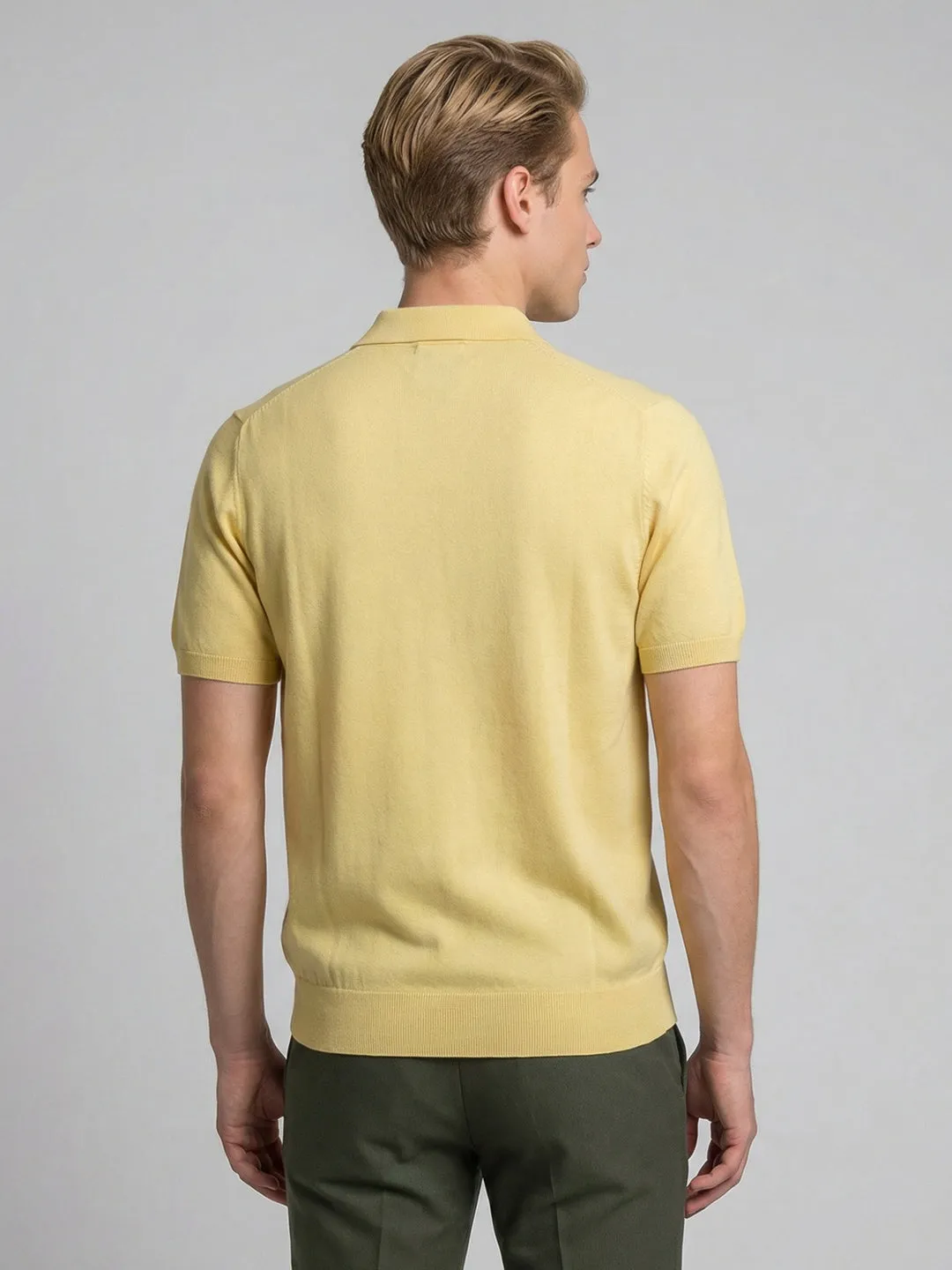 Men Yellow Solid Collar Half Sleeve T-Shirt sold by Monte Carlo product image thumbnail 4
