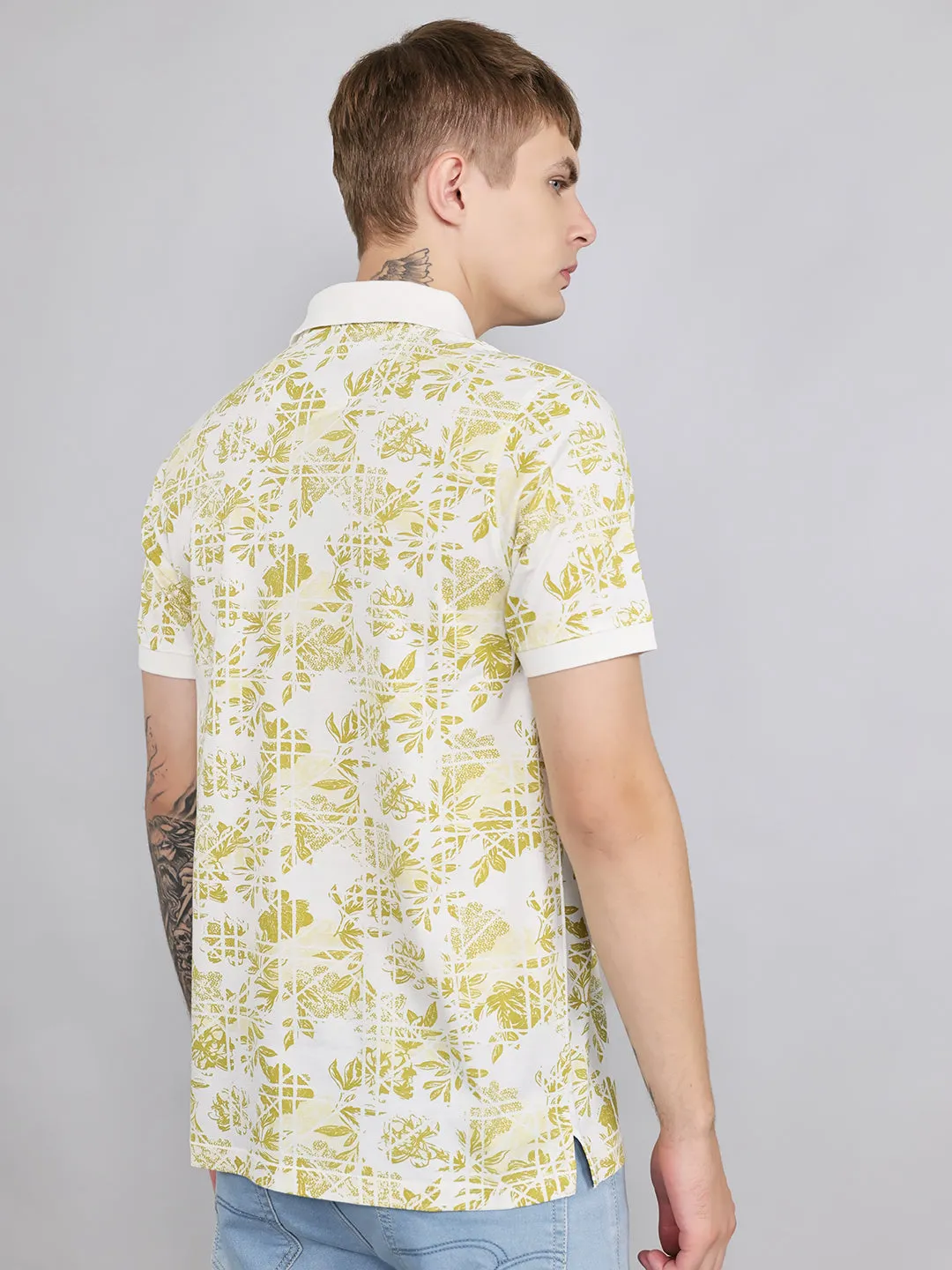 Men Yellow Printed Collar Half Sleeve T-Shirt sold by Monte Carlo product image thumbnail 4