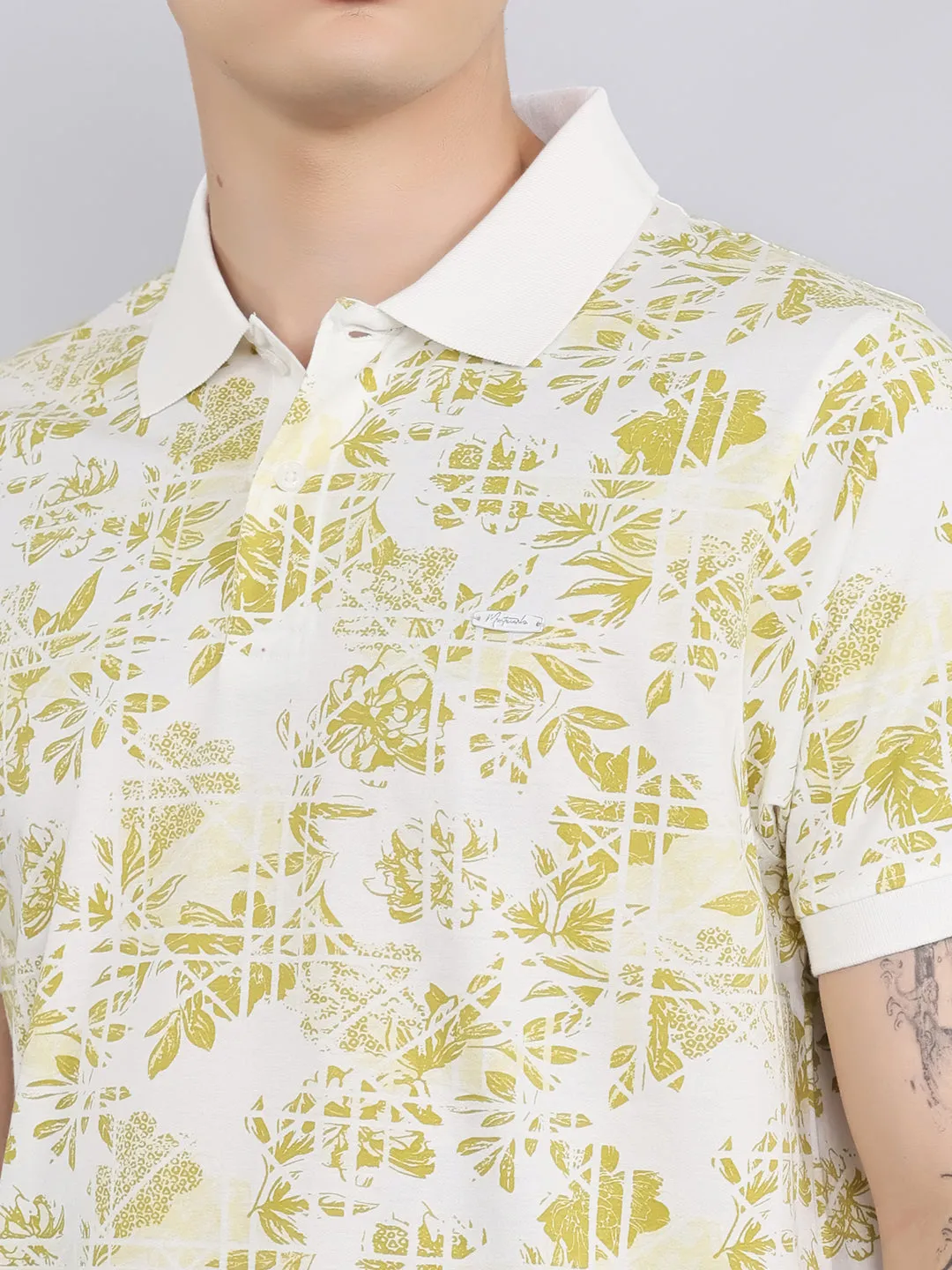 Men Yellow Printed Collar Half Sleeve T-Shirt sold by Monte Carlo product image thumbnail 5