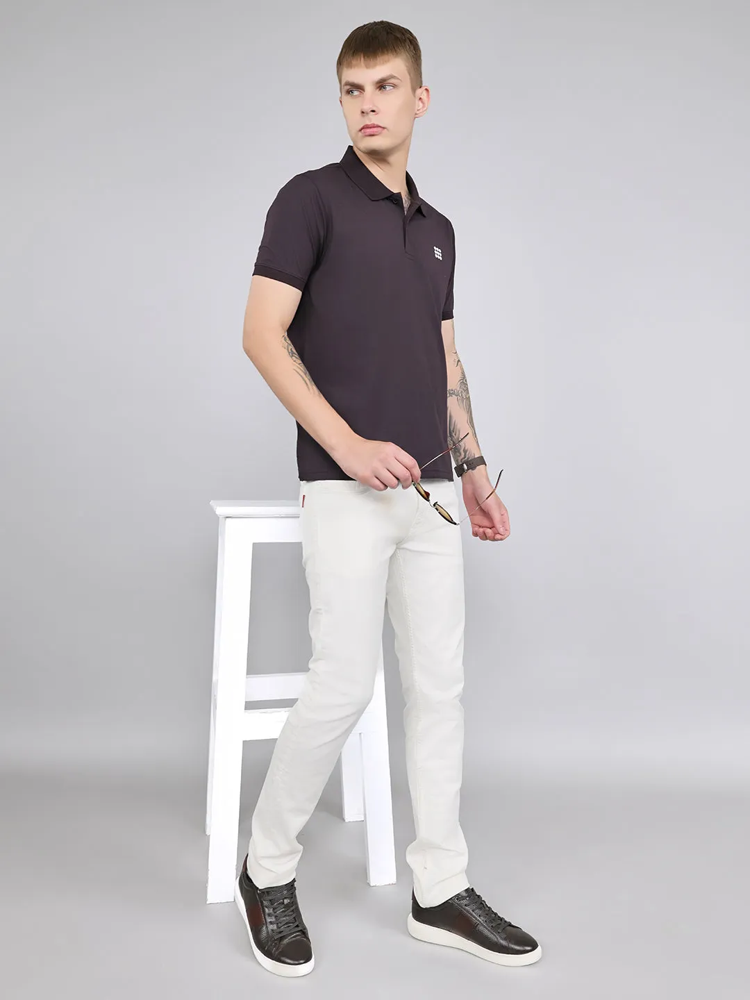 Rock.it Men Maroon Solid Collar Half Sleeve T-Shirt sold by Monte Carlo product image thumbnail 5