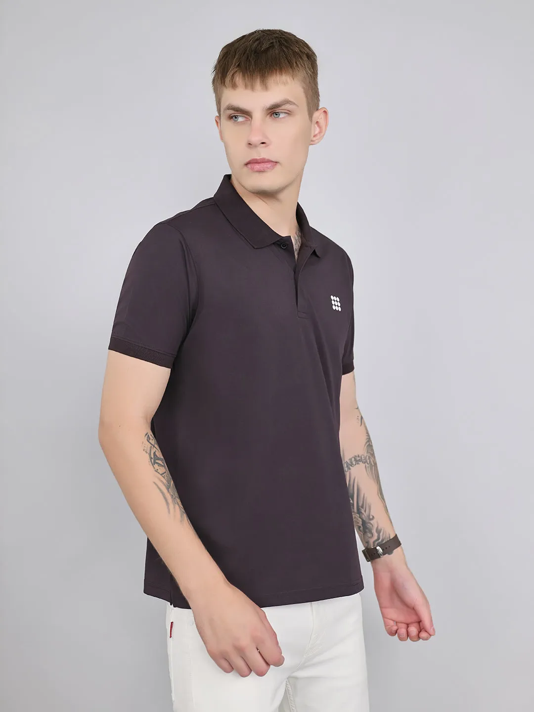 Rock.it Men Maroon Solid Collar Half Sleeve T-Shirt sold by Monte Carlo product image thumbnail 3