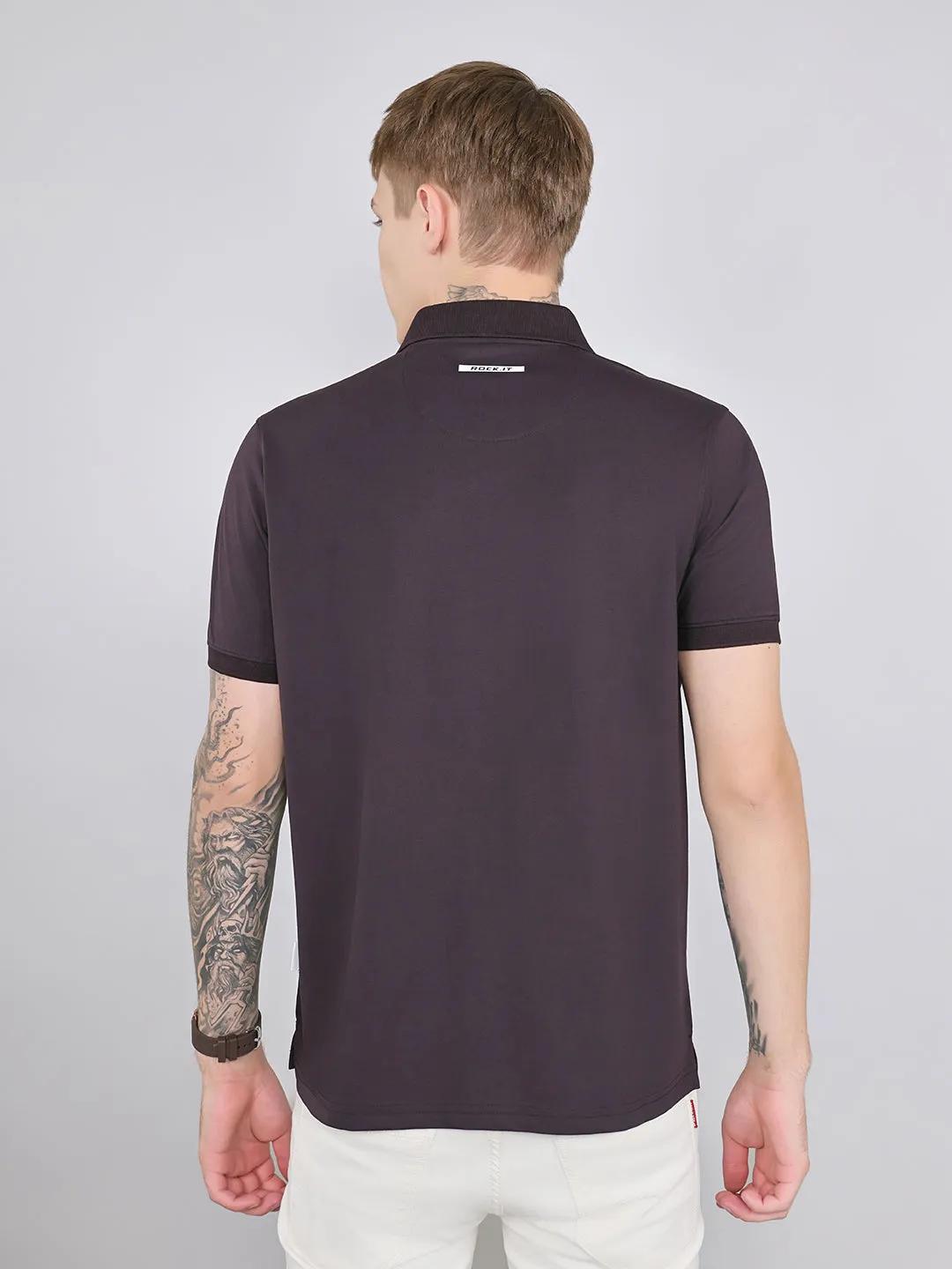 Rock.it Men Maroon Solid Collar Half Sleeve T-Shirt sold by Monte Carlo product image thumbnail 4