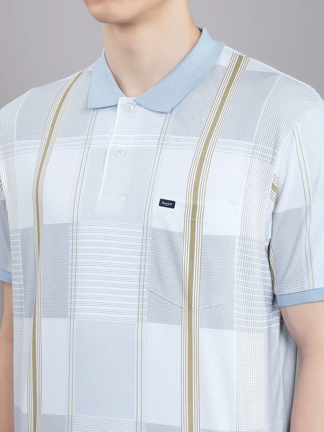 Men White Printed Collar Half Sleeve T-Shirt sold by Monte Carlo product image thumbnail 5