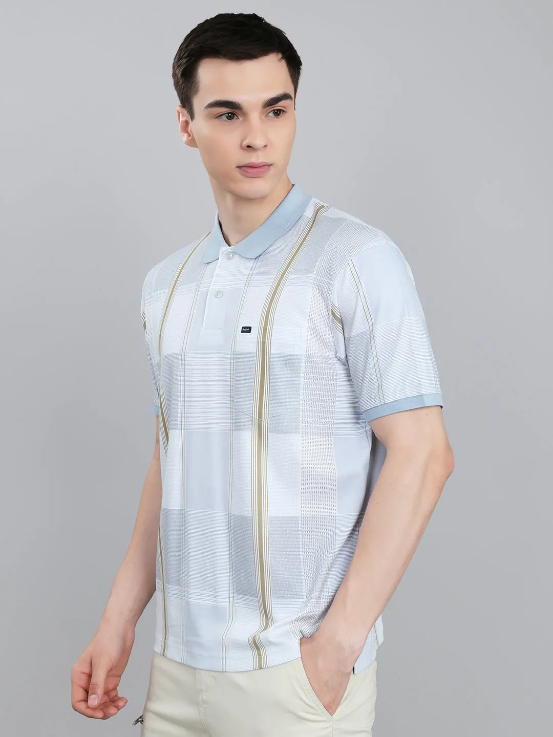 Men White Printed Collar Half Sleeve T-Shirt sold by Monte Carlo product image thumbnail 2