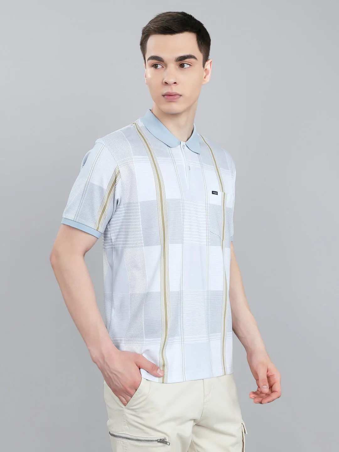 Men White Printed Collar Half Sleeve T-Shirt sold by Monte Carlo product image thumbnail 3