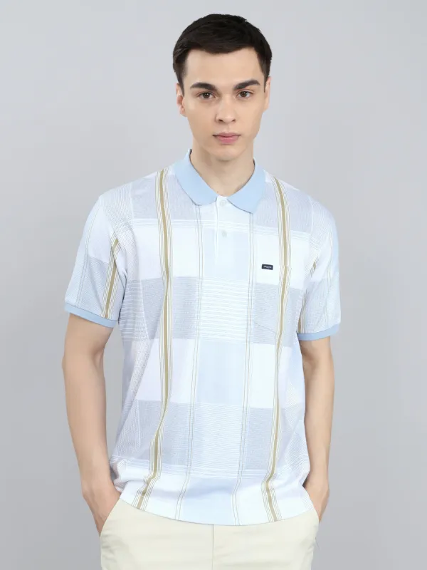 Men White Printed Collar Half Sleeve T-Shirt made by Monte Carlo