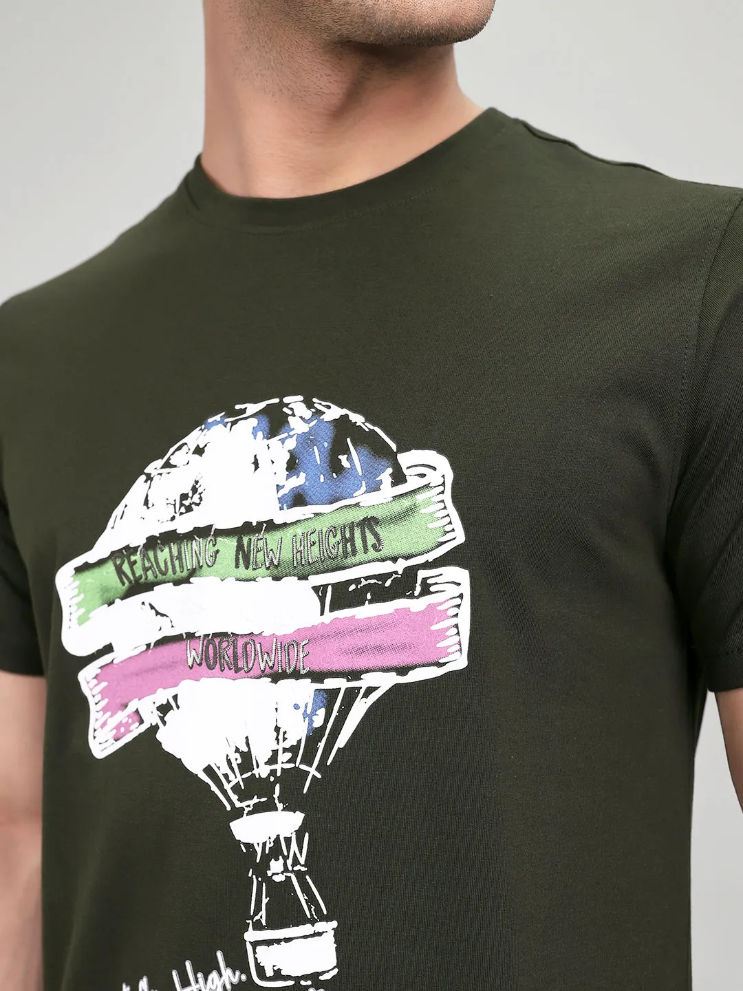 Rock.it Men Olive Printed Round Neck Half Sleeve T-Shirt sold by Monte Carlo product image thumbnail 5