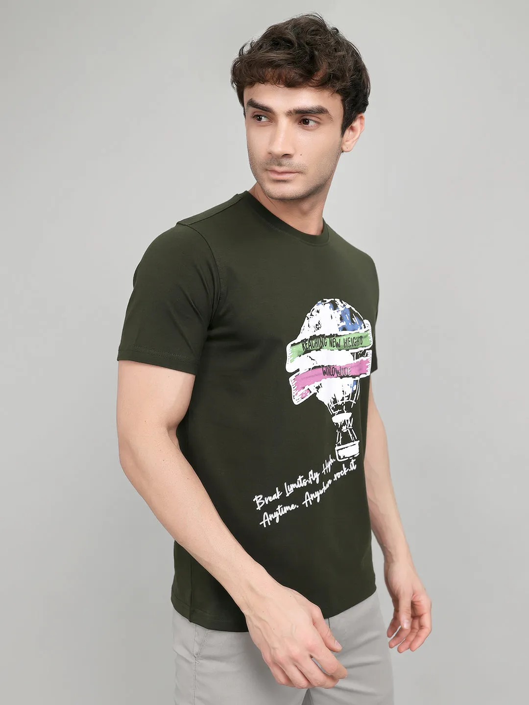 Rock.it Men Olive Printed Round Neck Half Sleeve T-Shirt sold by Monte Carlo product image thumbnail 2
