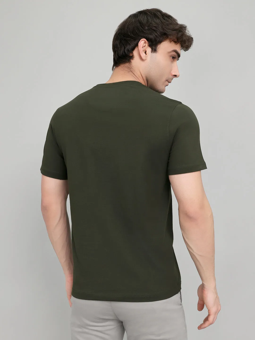 Rock.it Men Olive Printed Round Neck Half Sleeve T-Shirt sold by Monte Carlo product image thumbnail 4