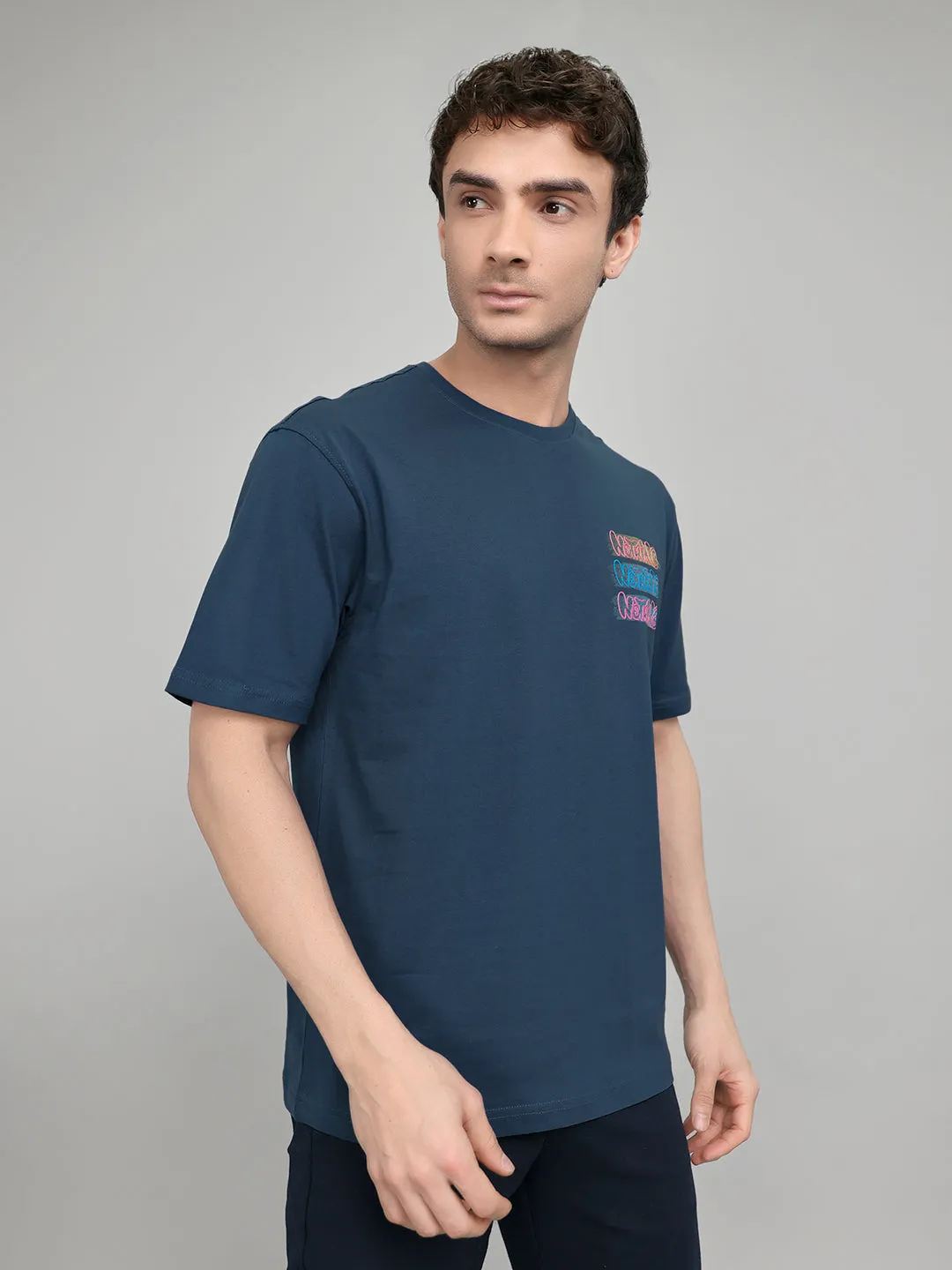 Rock.it Men Dark Blue Back Printed Round Neck Half Sleeve T-Shirt sold by Monte Carlo product image thumbnail 3