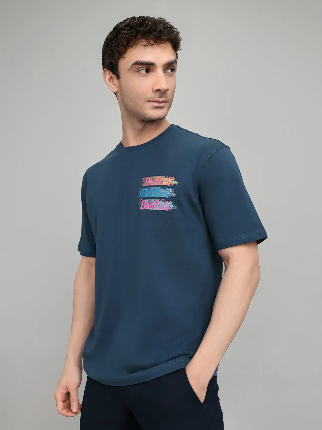 Rock.it Men Dark Blue Back Printed Round Neck Half Sleeve T-Shirt sold by Monte Carlo product image thumbnail 2