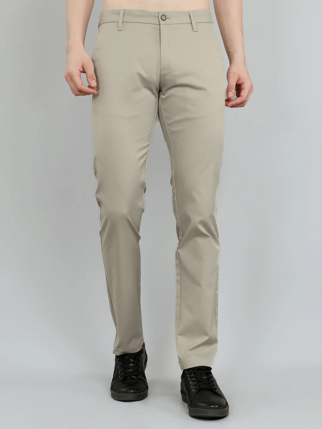 Men Grey Solid Slim Fit Trouser sold by Monte Carlo