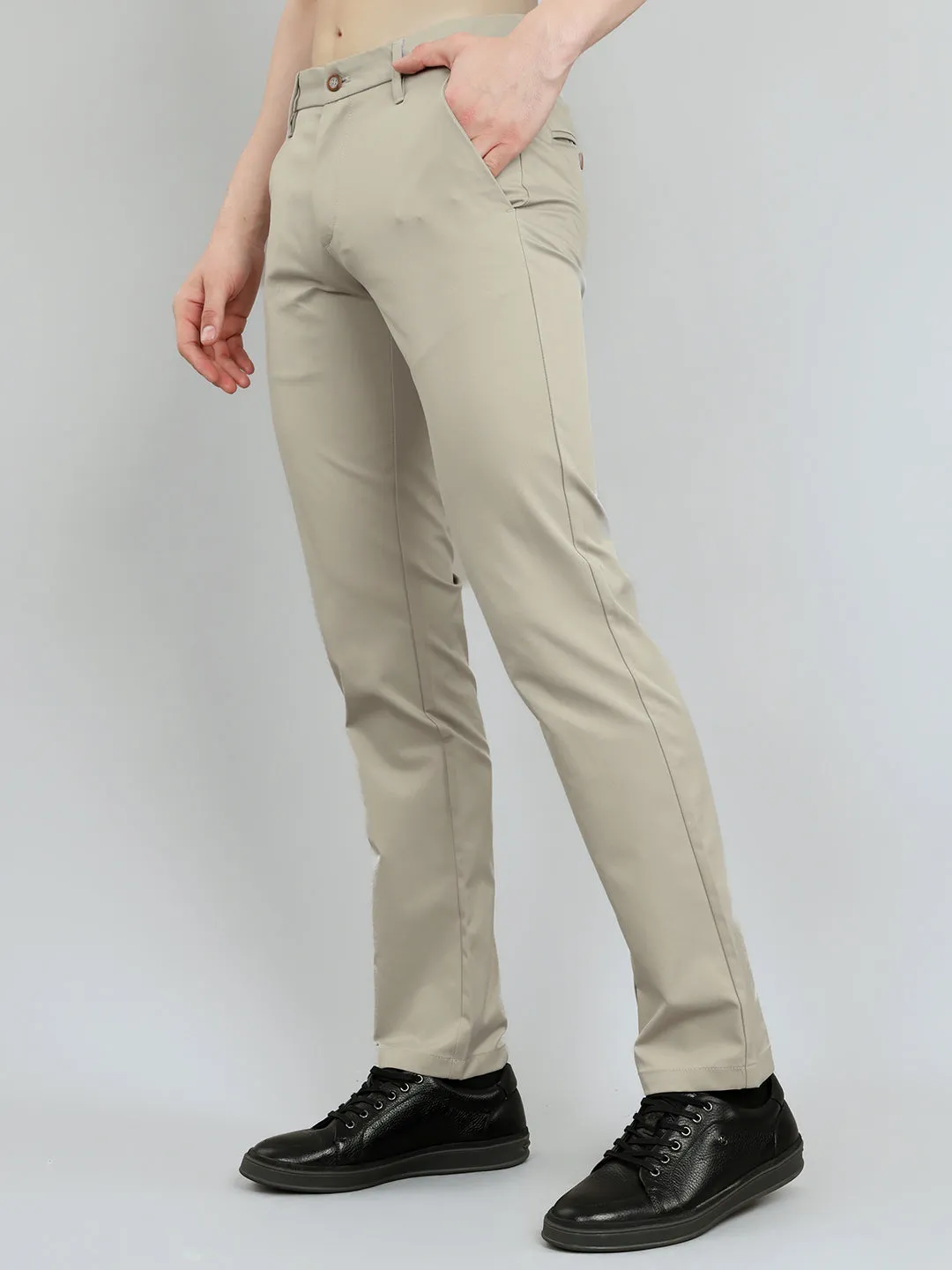 Men Grey Solid Slim Fit Trouser sold by Monte Carlo product image thumbnail 2