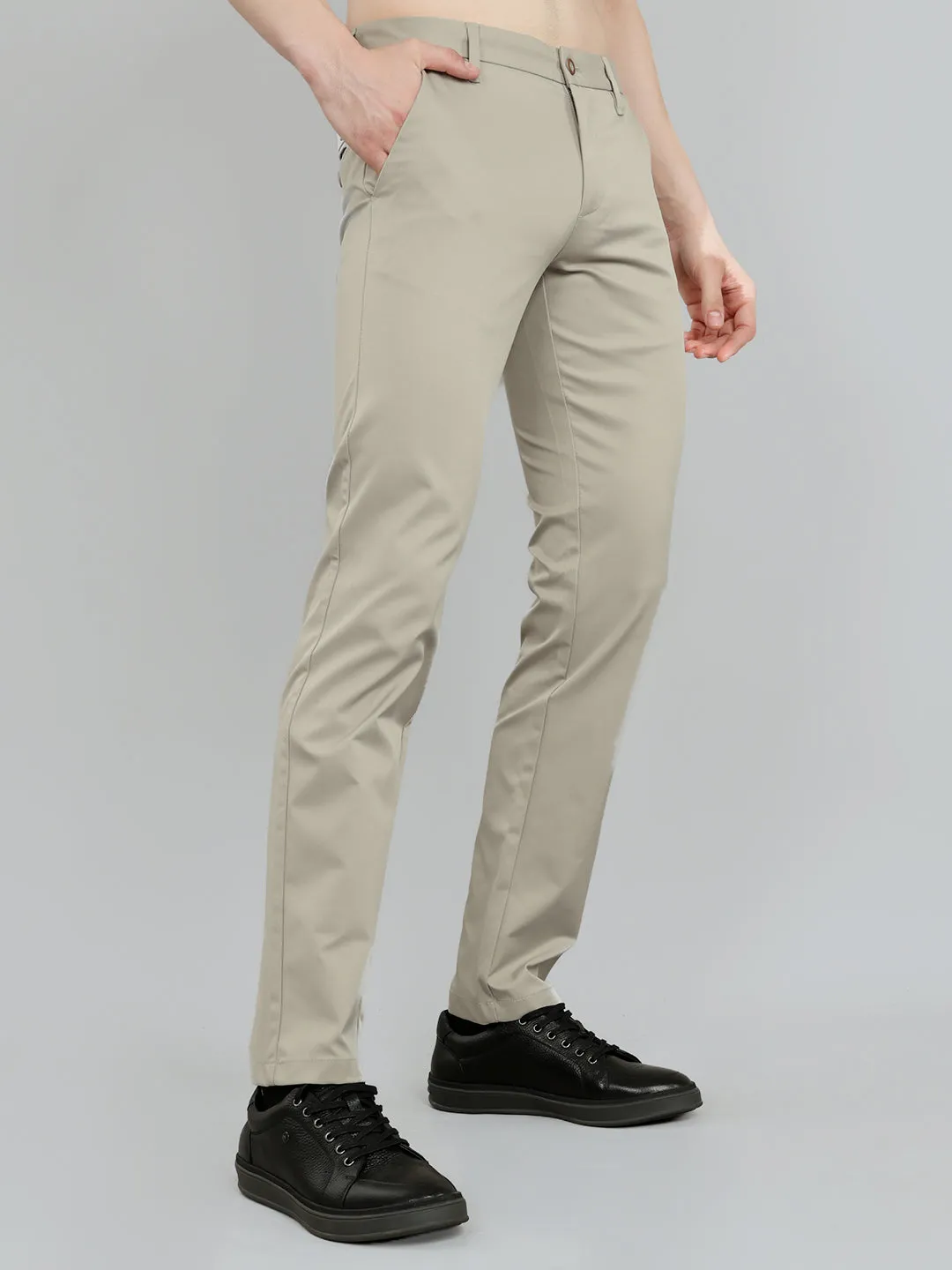 Men Grey Solid Slim Fit Trouser sold by Monte Carlo product image thumbnail 3