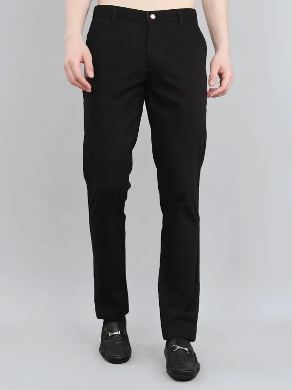 Men Black Solid Slim Fit Trouser made by Monte Carlo