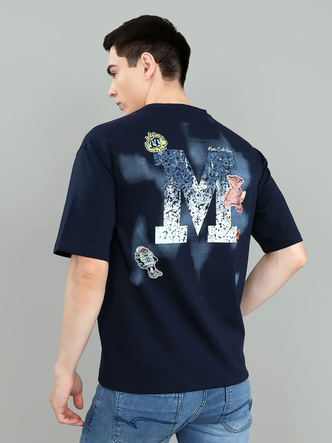 Men Navy Blue Solid Round Neck Half Sleeve T-Shirt sold by Monte Carlo product image thumbnail 4