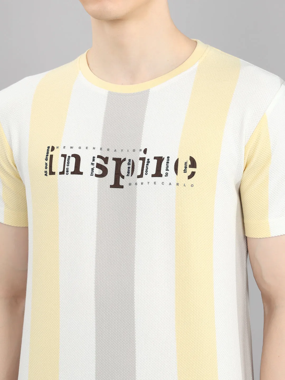 Men Yellow Stripe Round Neck Half Sleeve T-Shirt sold by Monte Carlo product image thumbnail 5