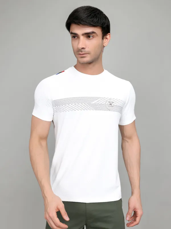 Men Off White Solid Round Neck Half Sleeve T-Shirt made by Monte Carlo