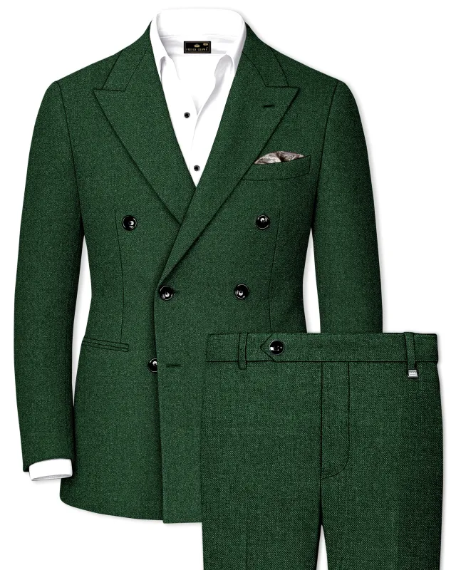 Virenza-Mystle Green Textured Tweed Double Breasted Suit made by French Crown