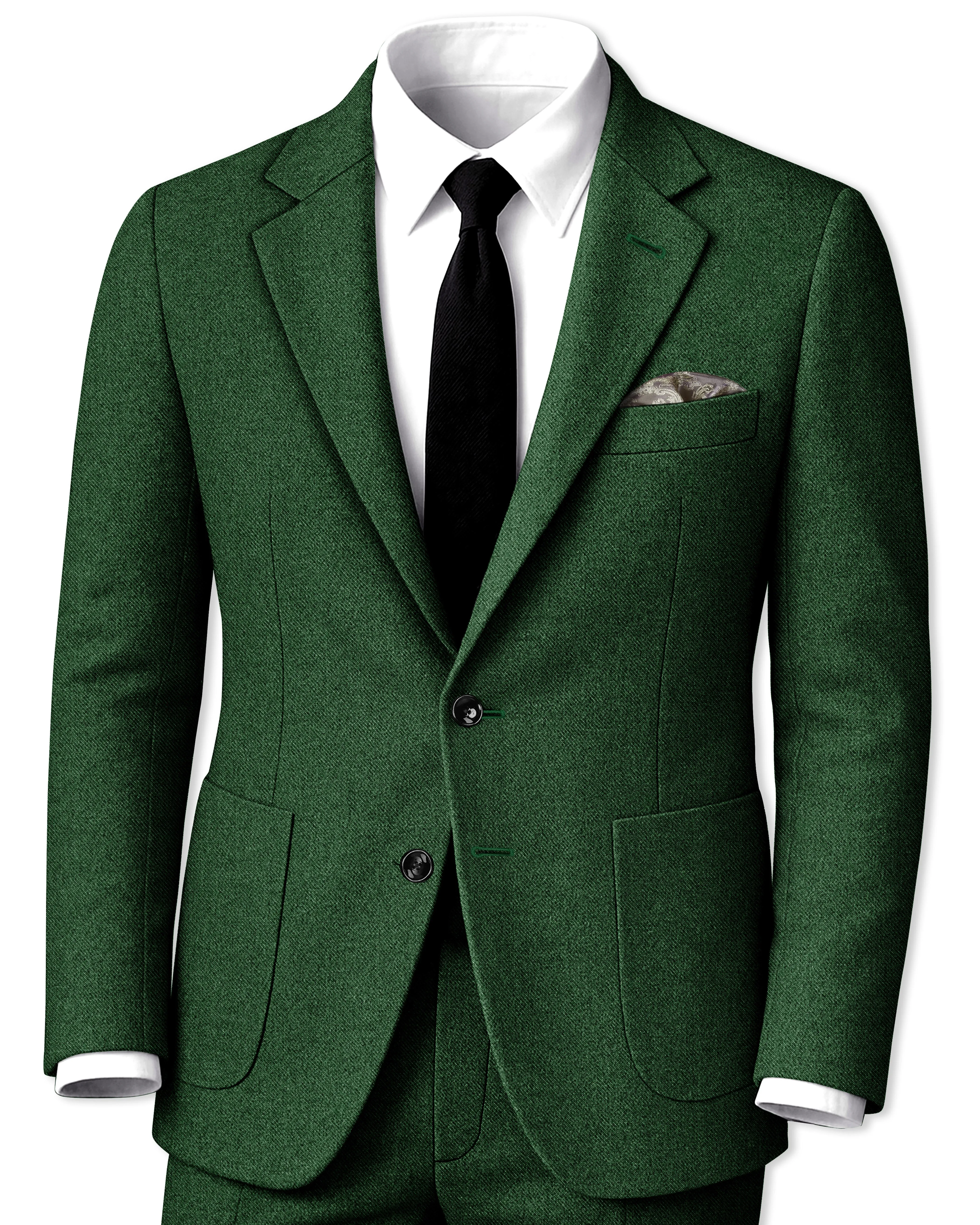 Virenza-Mystle Green Textured Tweed Single Breasted Sports Suit sold by French Crown