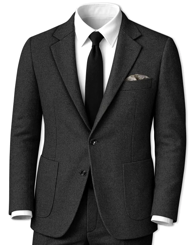 Metallo-Gunmetal Gray Textured Tweed Single Breasted Sports Suit made by French Crown