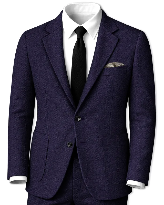 Bluvoro-Mirage Blue Textured Tweed Single Breasted Sports Suit made by French Crown