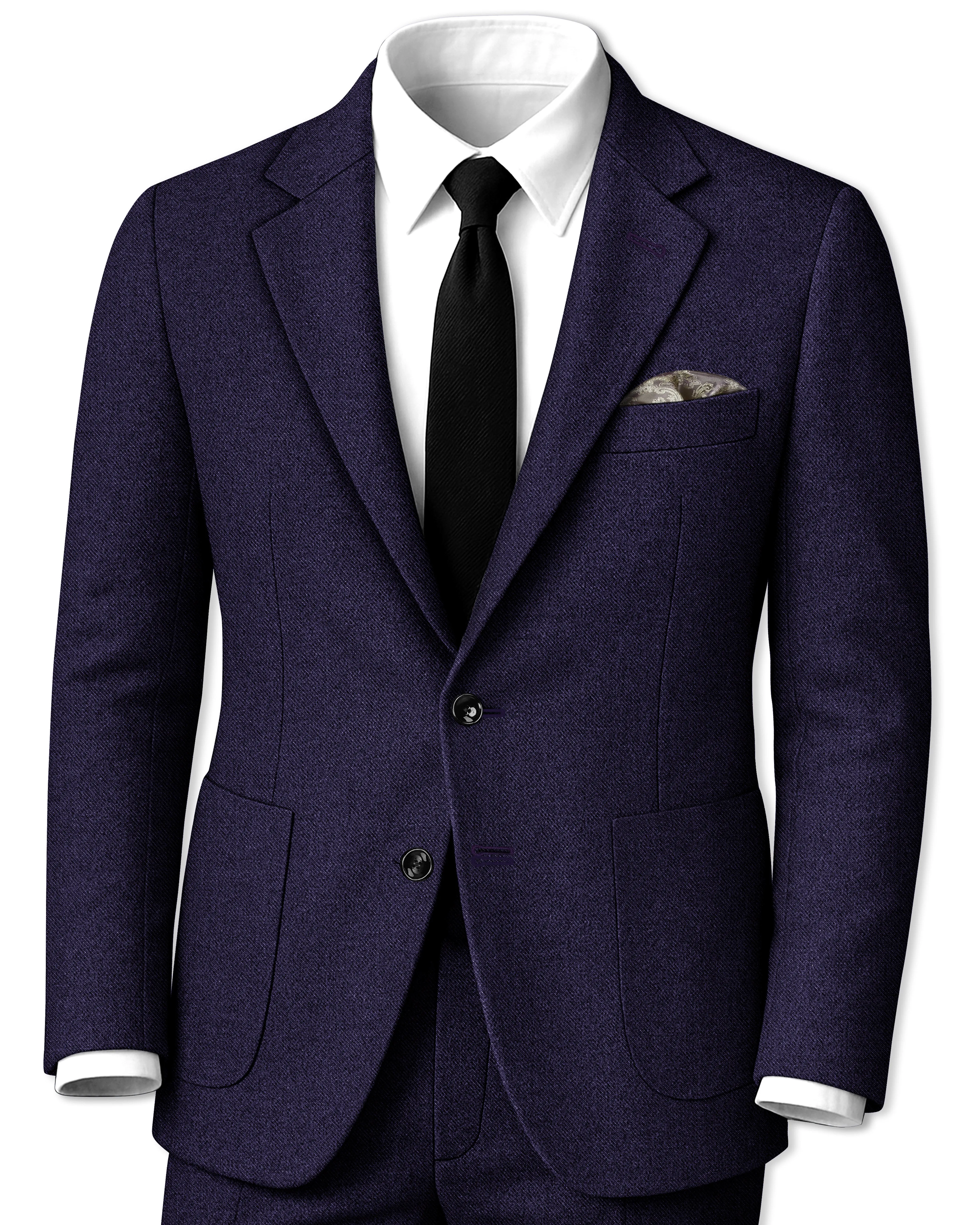 Bluvoro-Mirage Blue Textured Tweed Single Breasted Sports Suit sold by French Crown