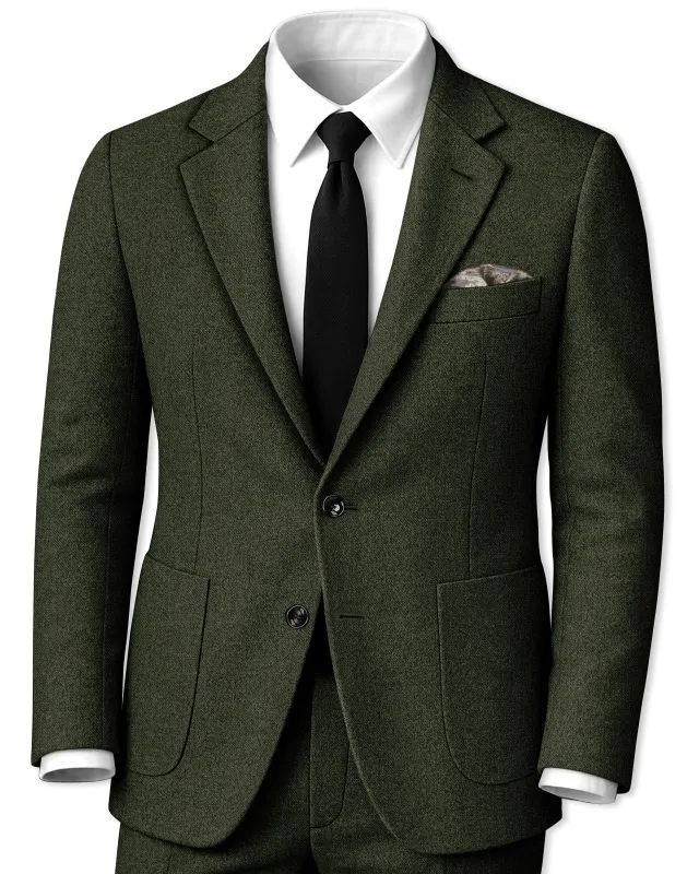 Olvoro-Rifle Green Textured Tweed Single Breasted Sports Suit made by French Crown