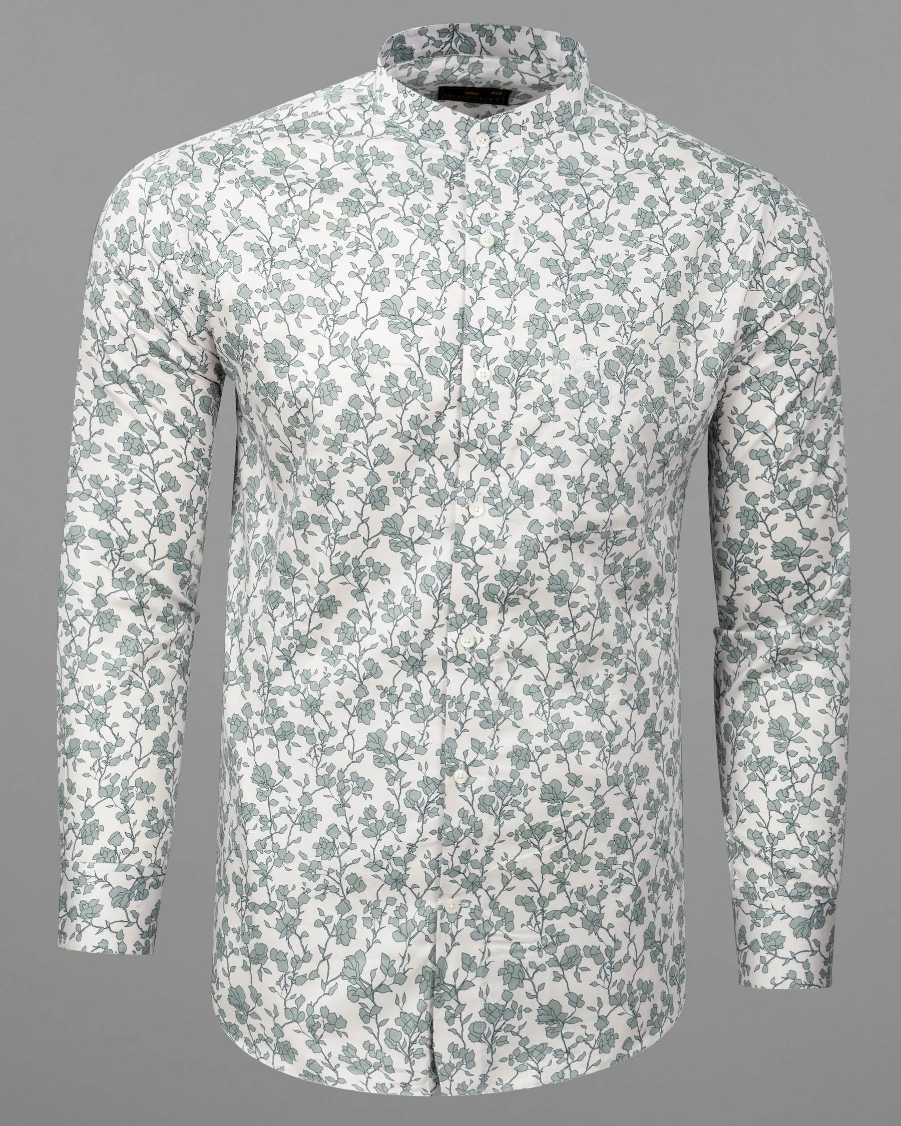 Beige Floral Printed Super Soft Premium Cotton Shirt sold by French Crown product image thumbnail 5