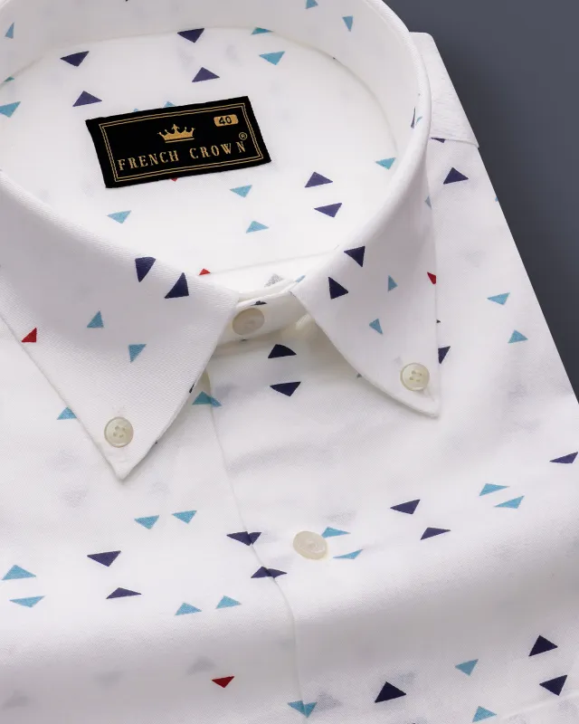 Bleuvra-Bright White And Neptune Blue Oxford Premium Cotton Semi Formal Shirt sold by French Crown