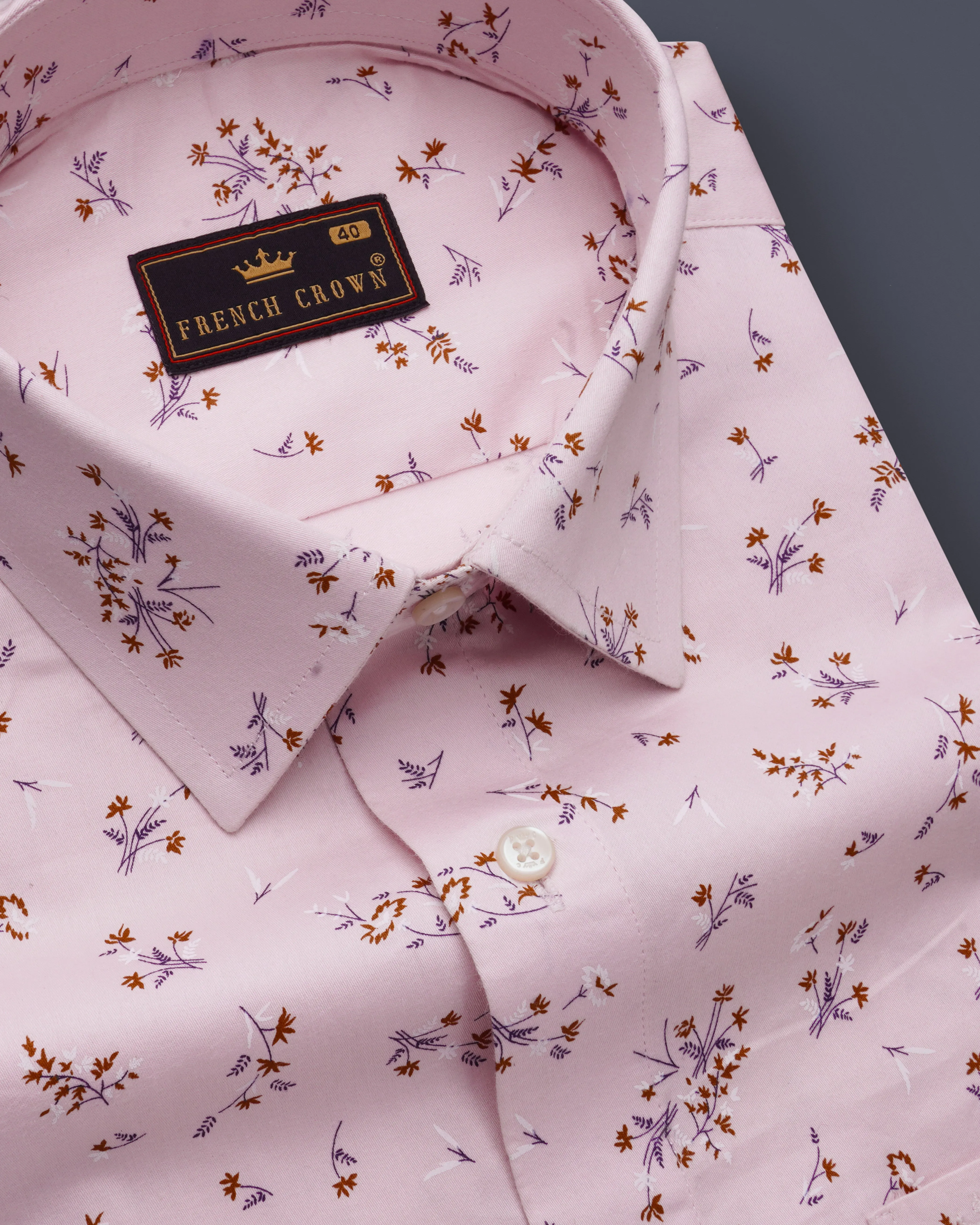 Florique-Lily Pink Floral Printed Subtle Sheen Super Soft Premium Cotton Casual Shirt sold by French Crown