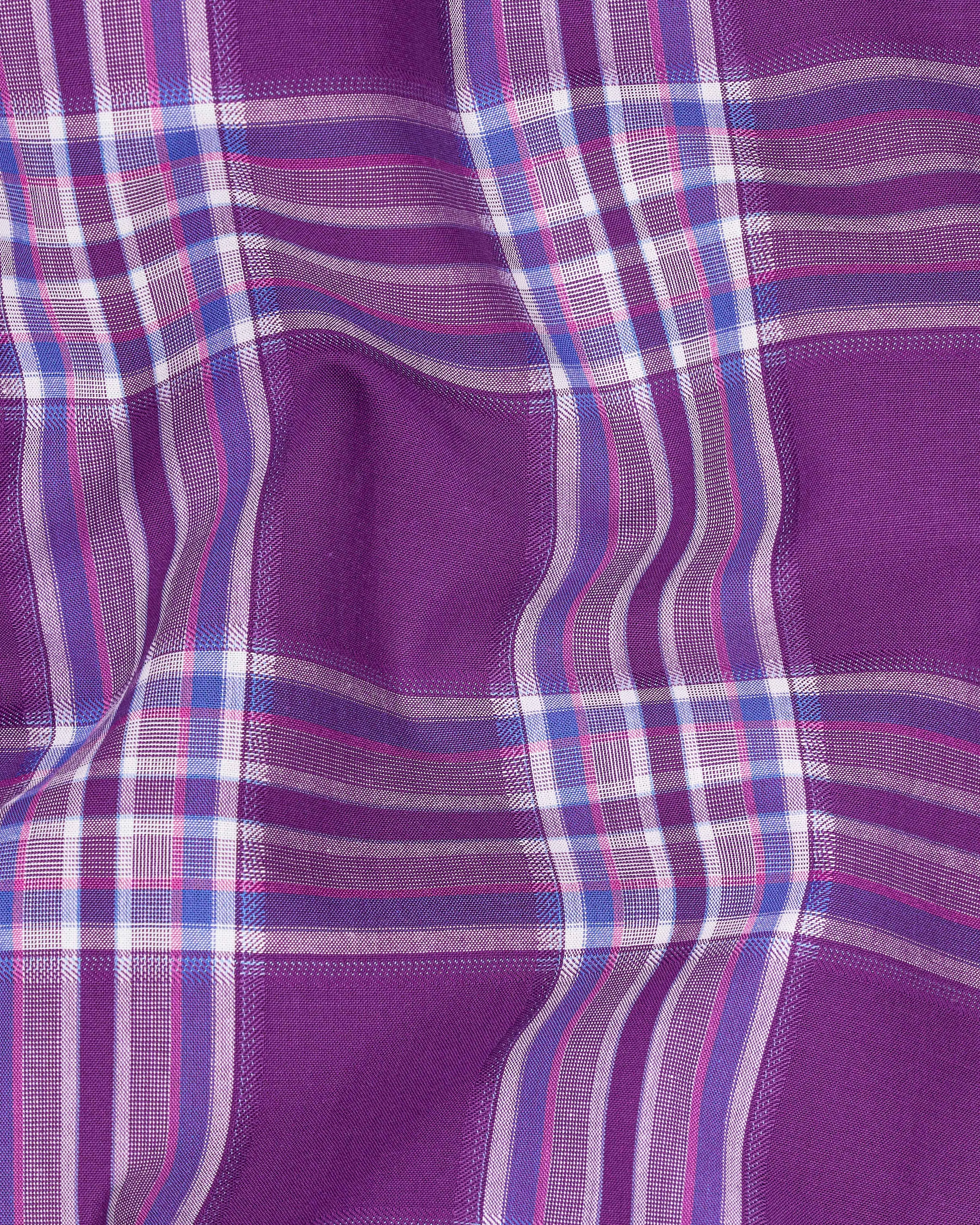 Byzantium Violet Plaid Dobby Textured Premium Giza Cotton Shirt sold by French Crown product image thumbnail 2
