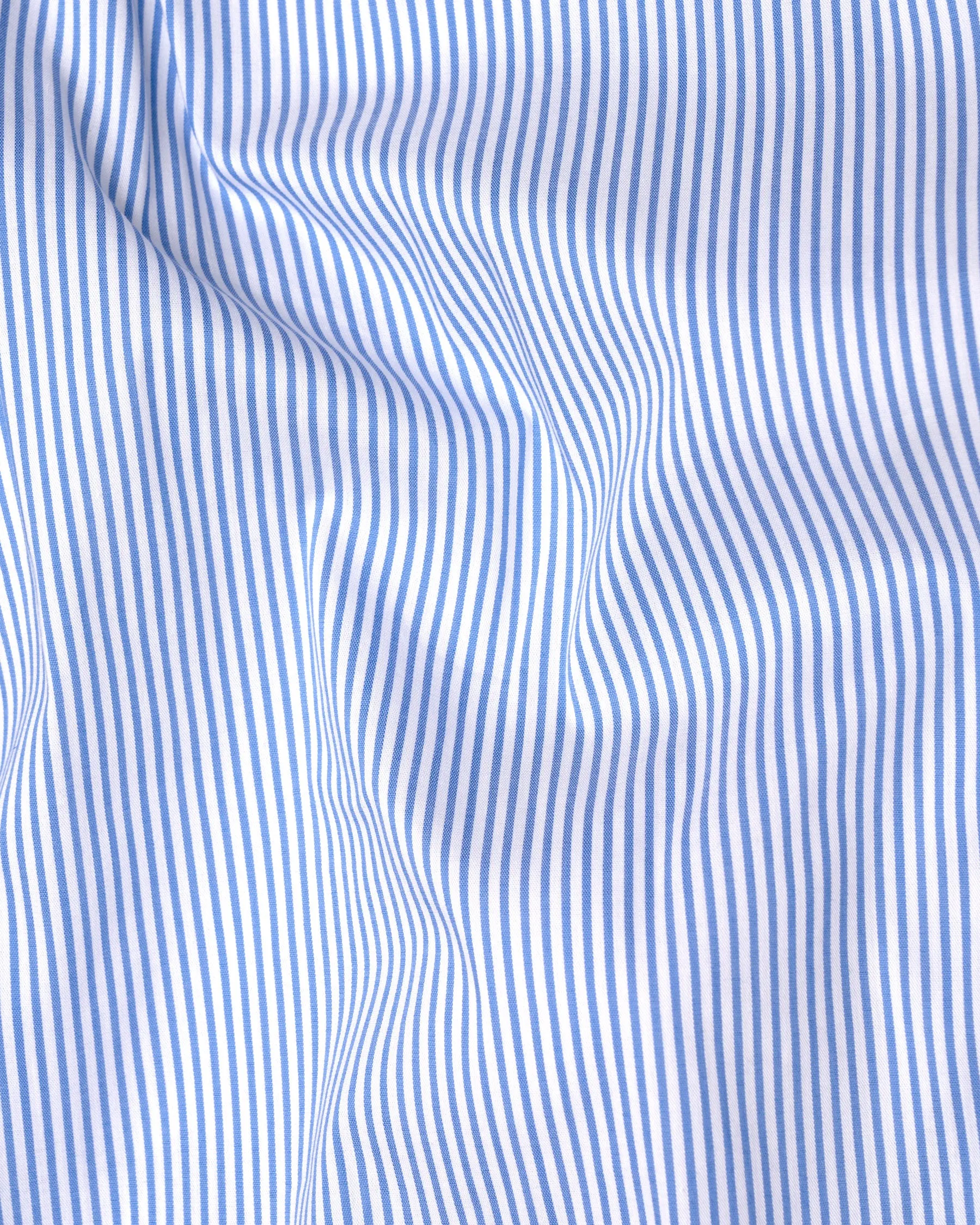 Bright White with Jordy Blue Striped Premium Cotton Shirt sold by French Crown product image thumbnail 2