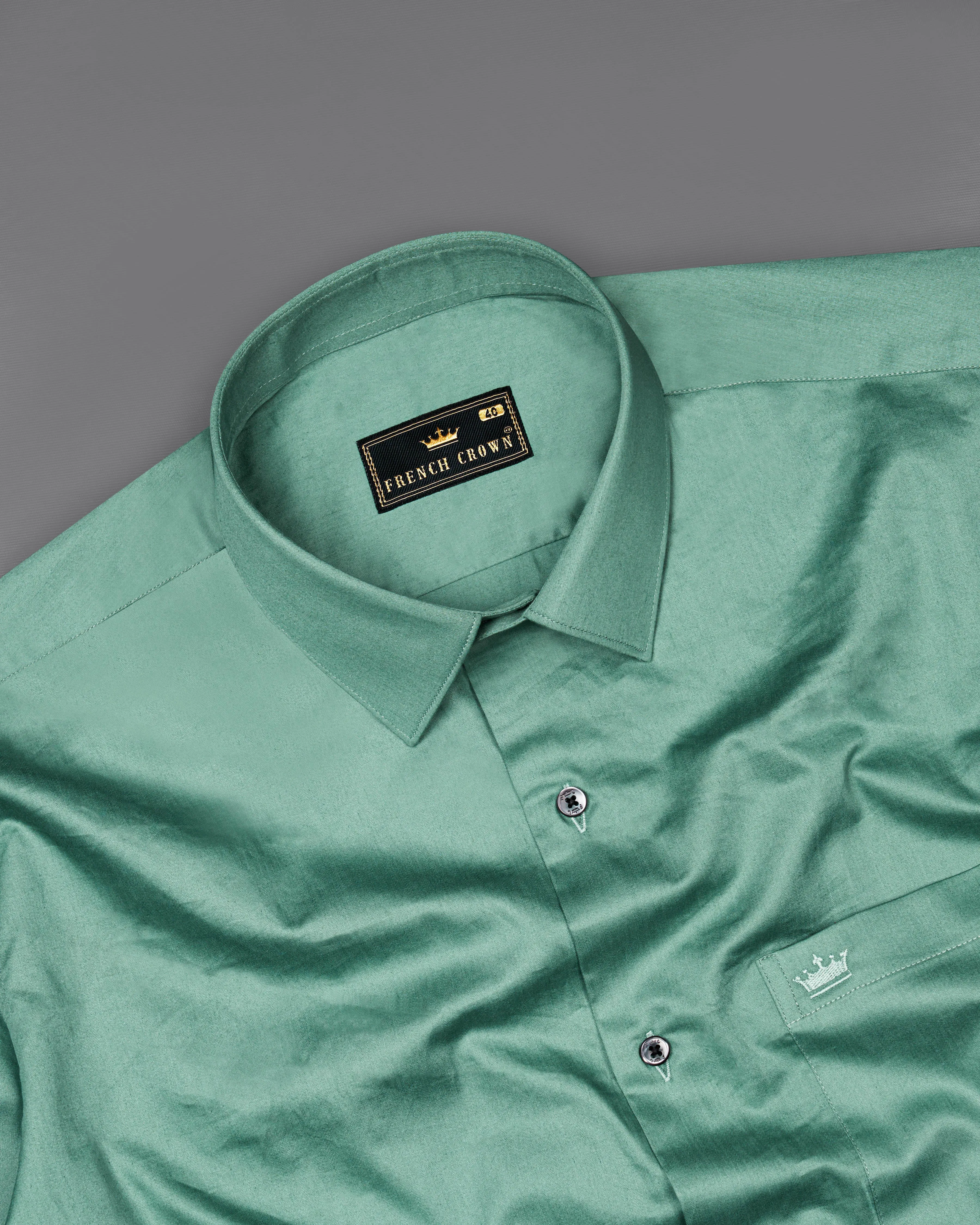 Patina Green Subtle Sheen Super Soft Premium Cotton Shirt sold by French Crown product image thumbnail 4
