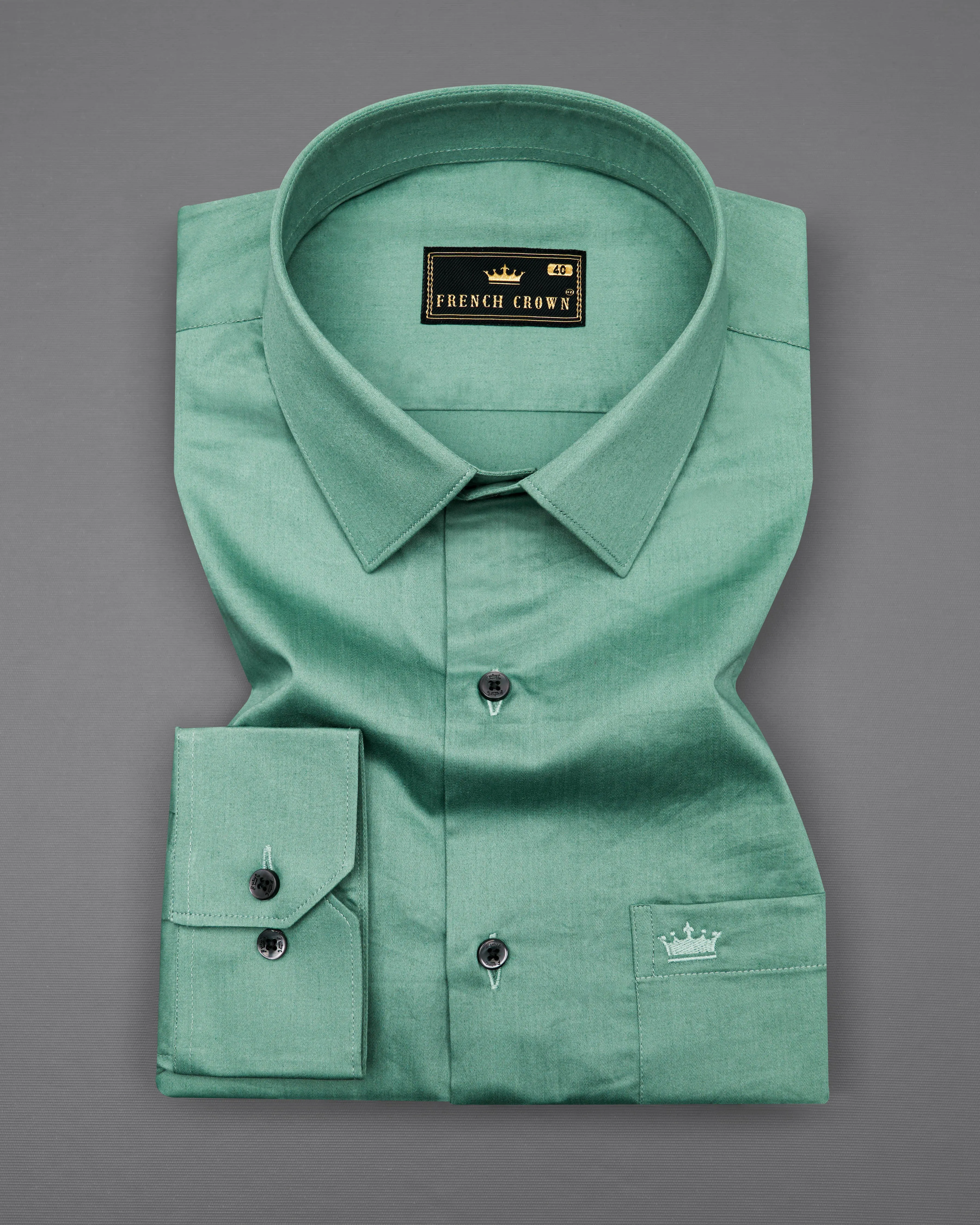 Patina Green Subtle Sheen Super Soft Premium Cotton Shirt sold by French Crown product image thumbnail 3