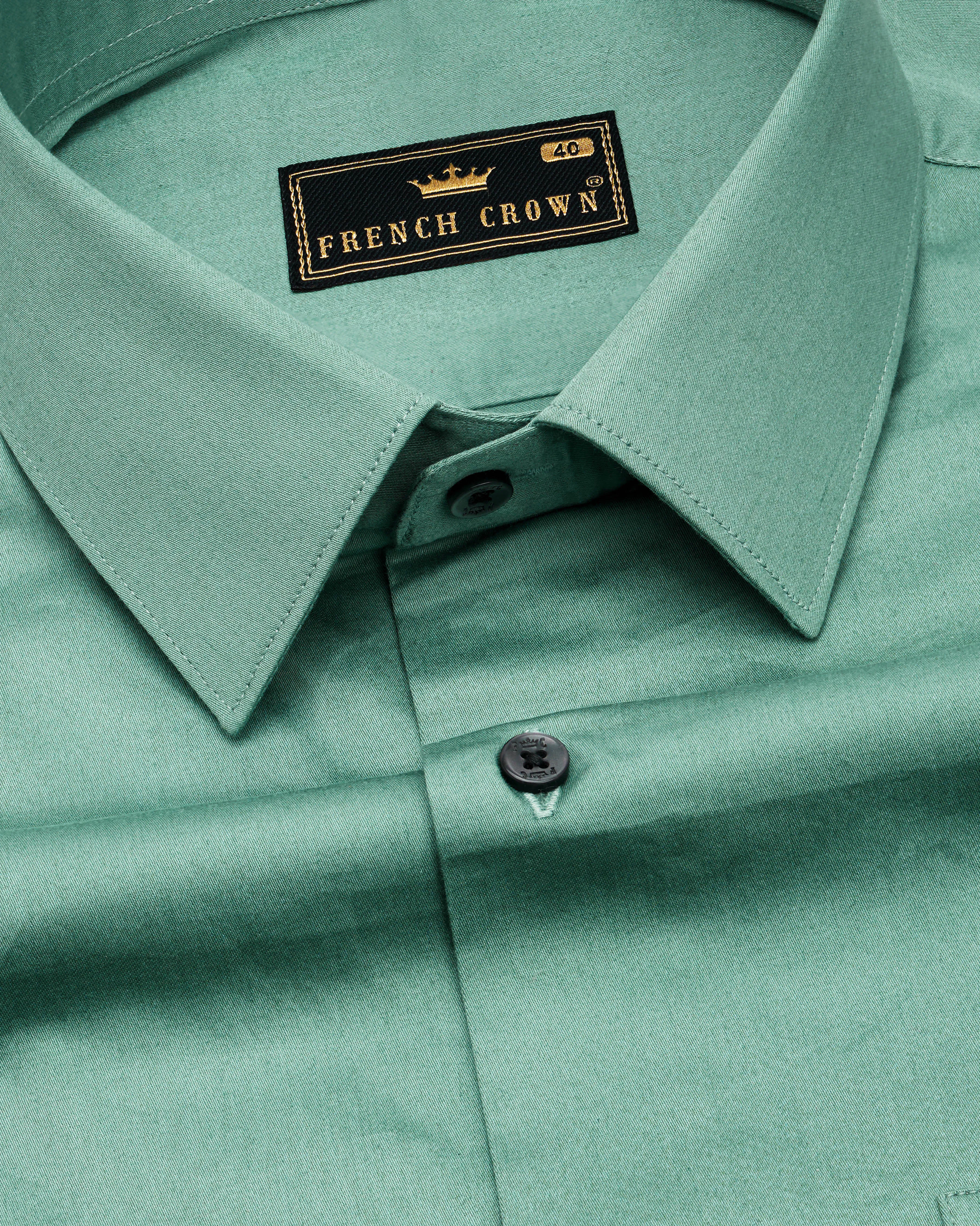 Patina Green Subtle Sheen Super Soft Premium Cotton Shirt sold by French Crown