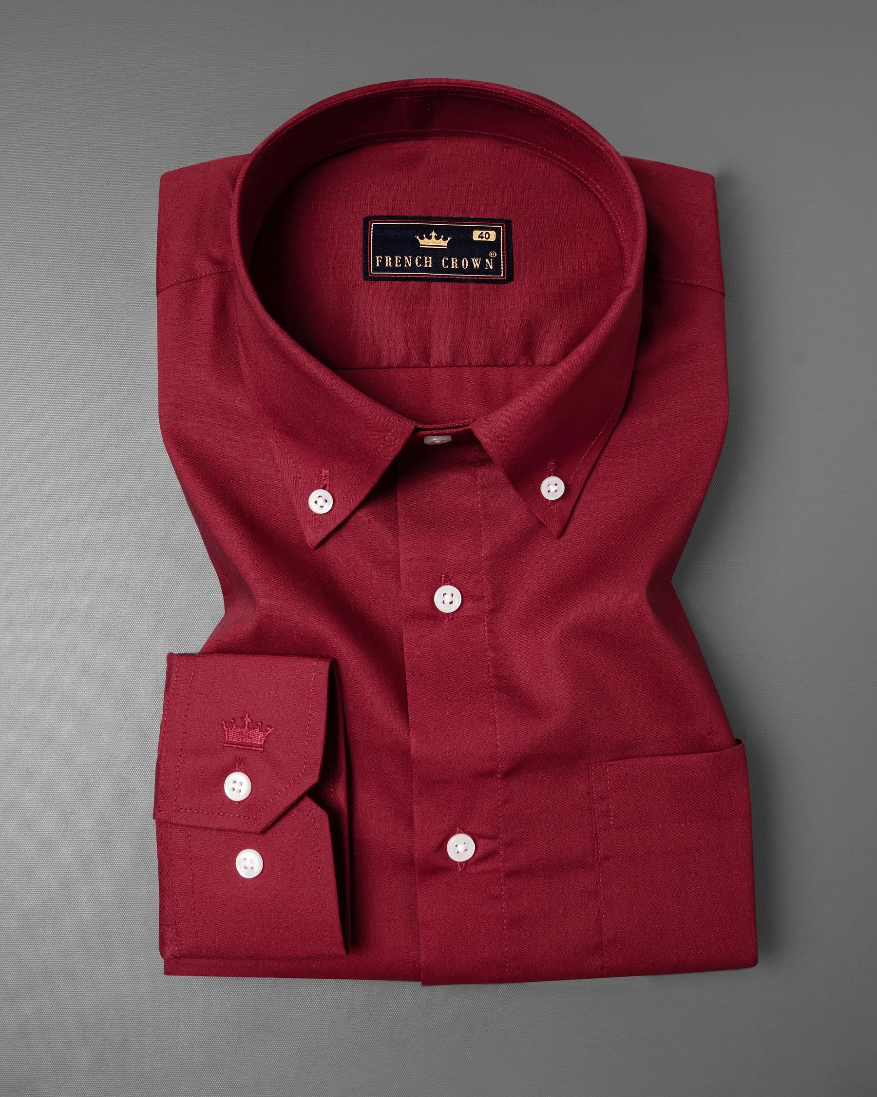 Claret Red Premium Cotton Shirt sold by French Crown product image thumbnail 3
