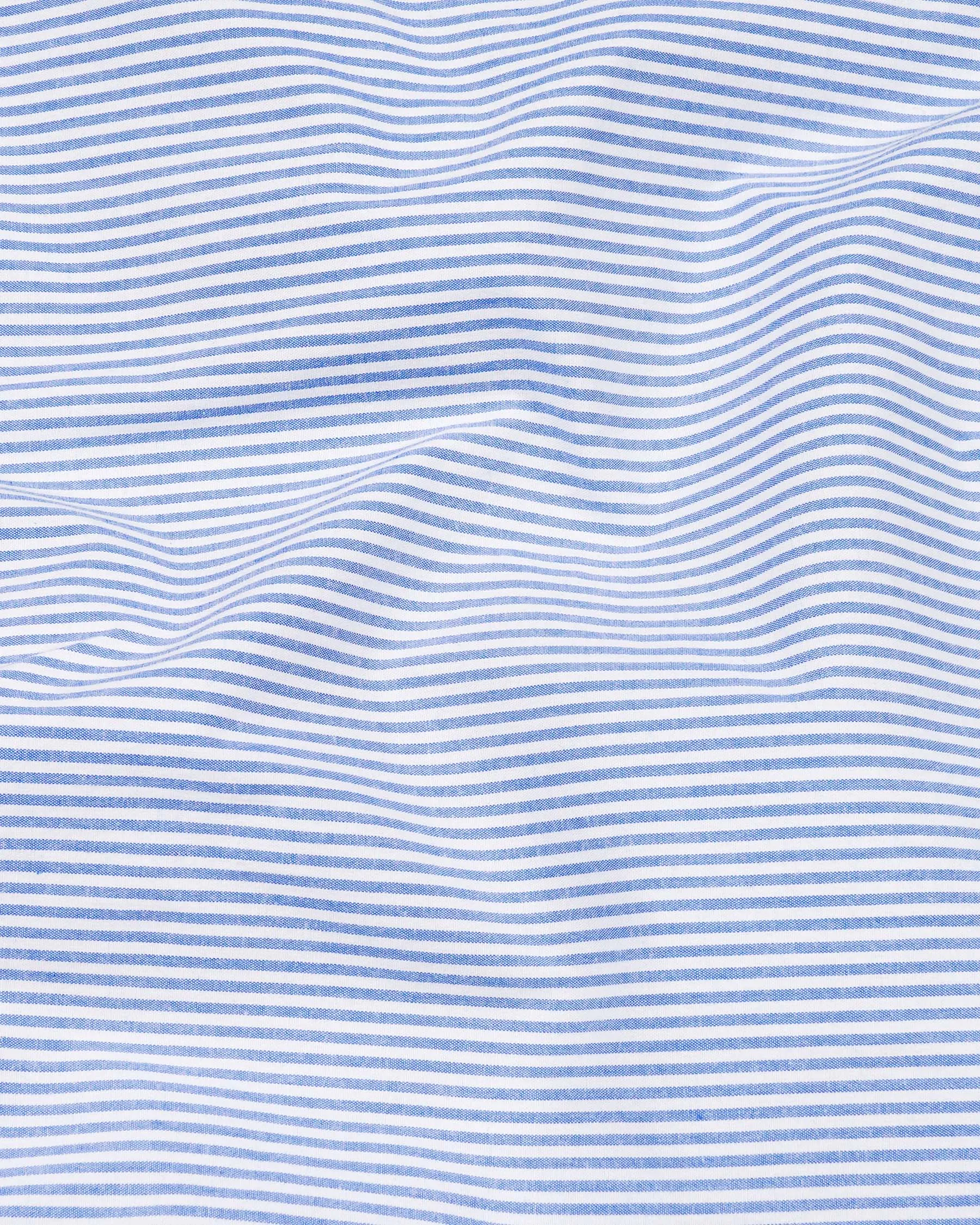 Carolina Blue and White Pinstriped Premium Cotton Shirt sold by French Crown product image thumbnail 2