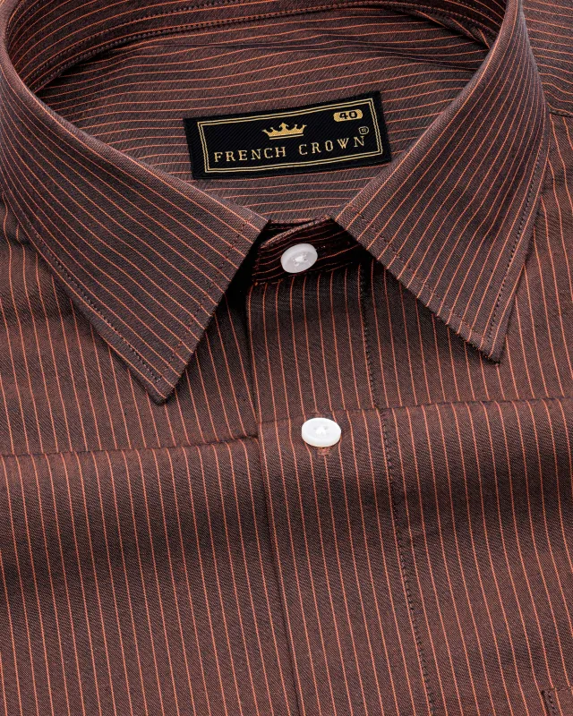 Buccaneer Brown Striped Premium Cotton Shirt sold by French Crown