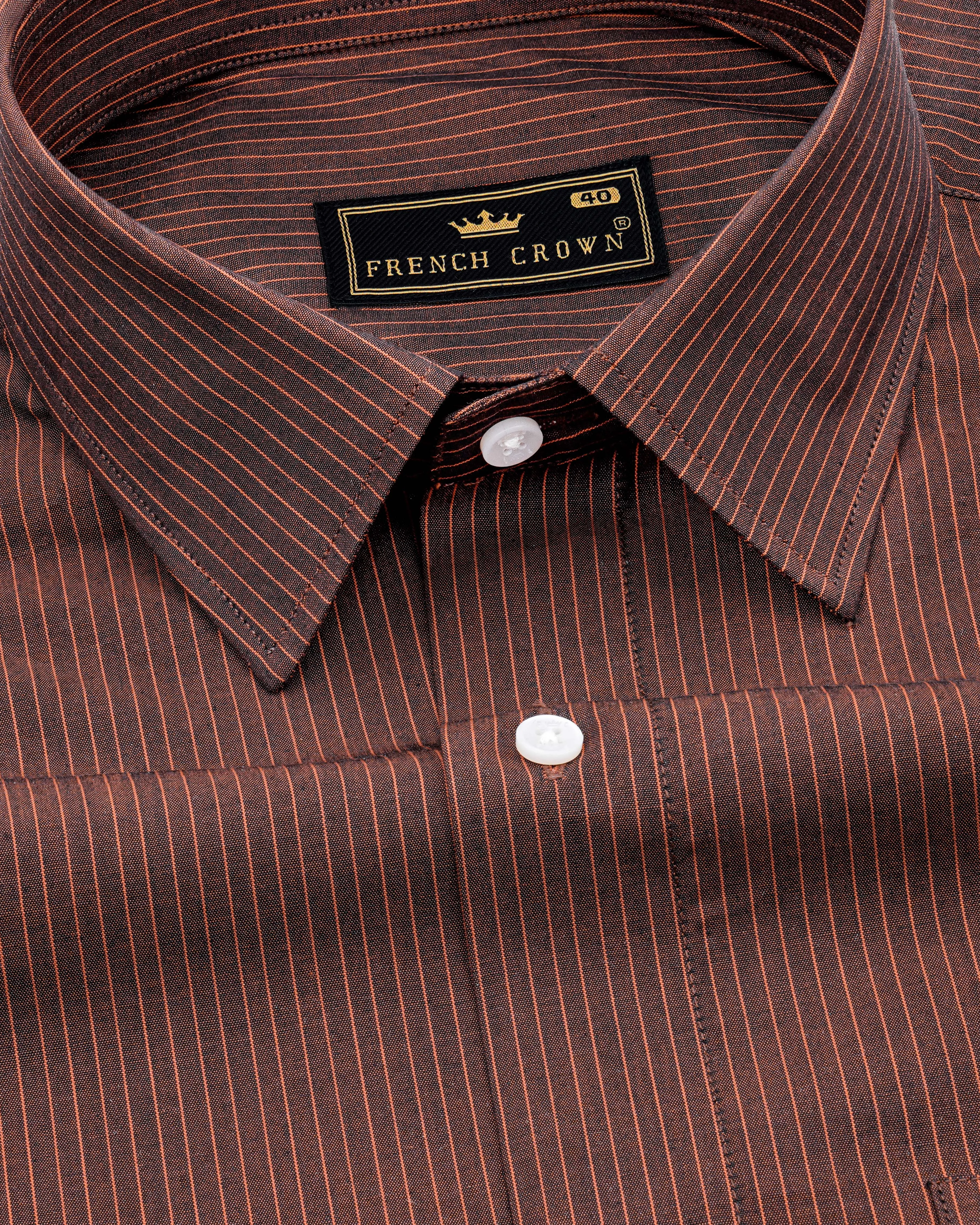 Buccaneer Brown Striped Premium Cotton Shirt sold by French Crown