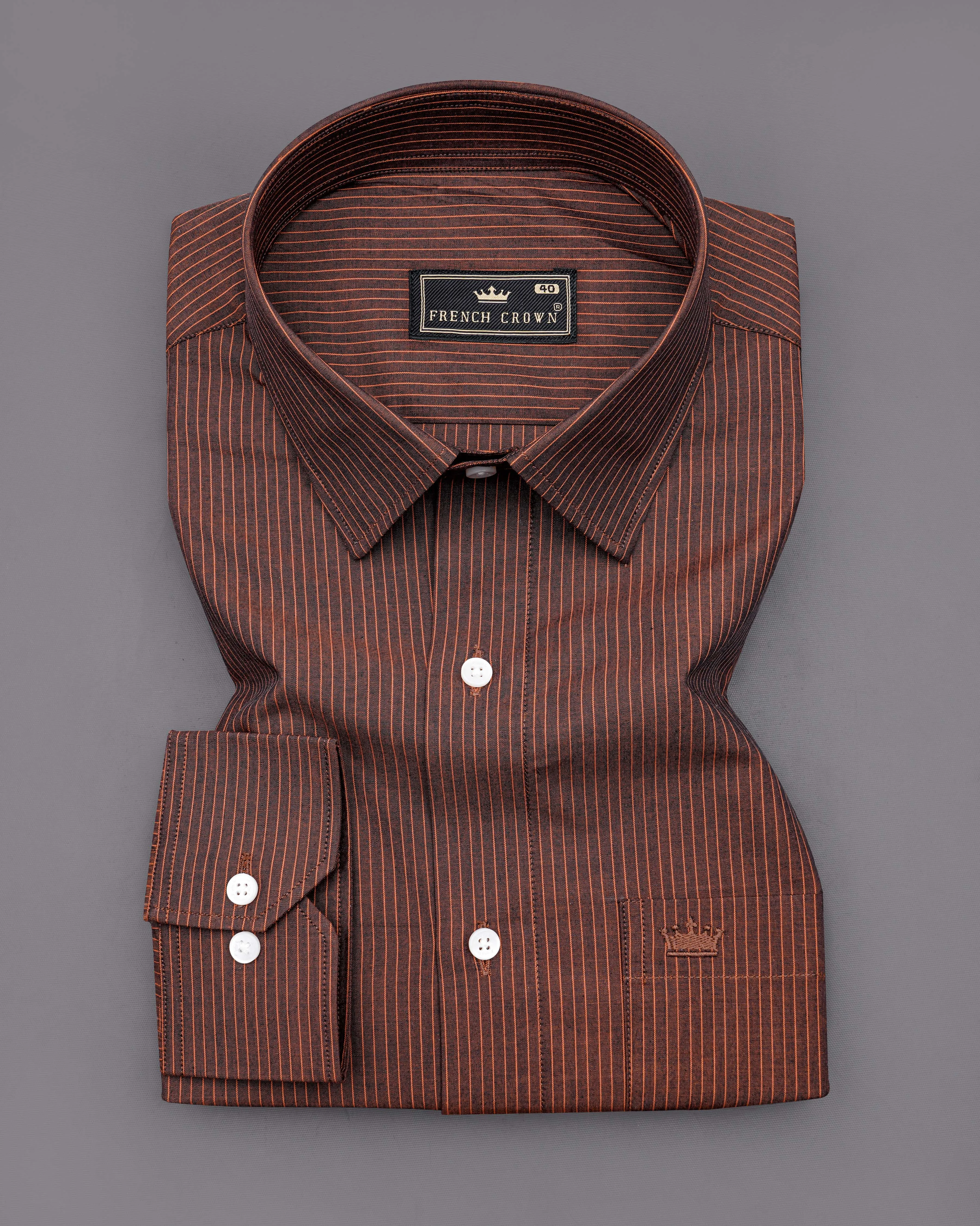 Buccaneer Brown Striped Premium Cotton Shirt sold by French Crown product image thumbnail 3