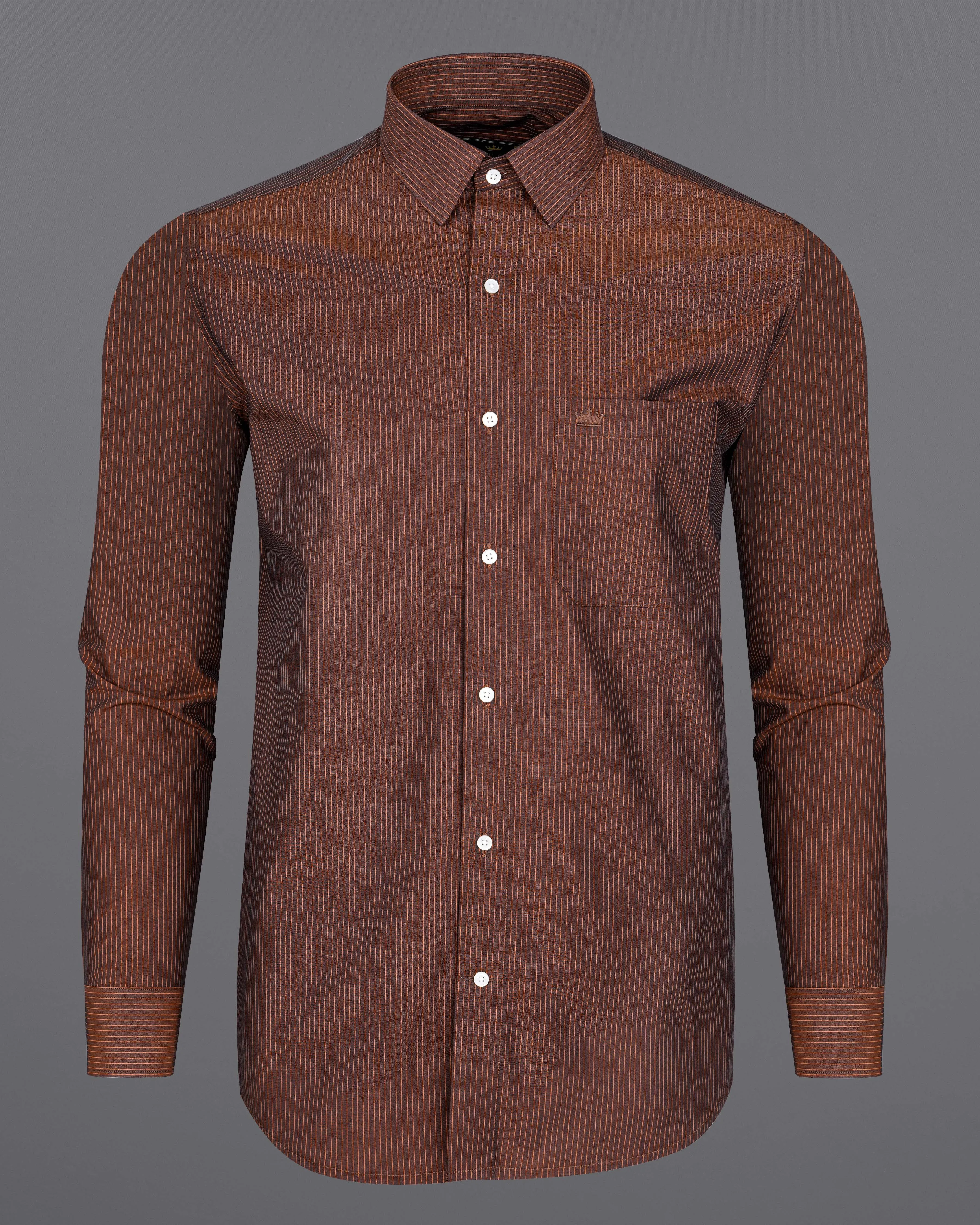 Buccaneer Brown Striped Premium Cotton Shirt sold by French Crown product image thumbnail 5
