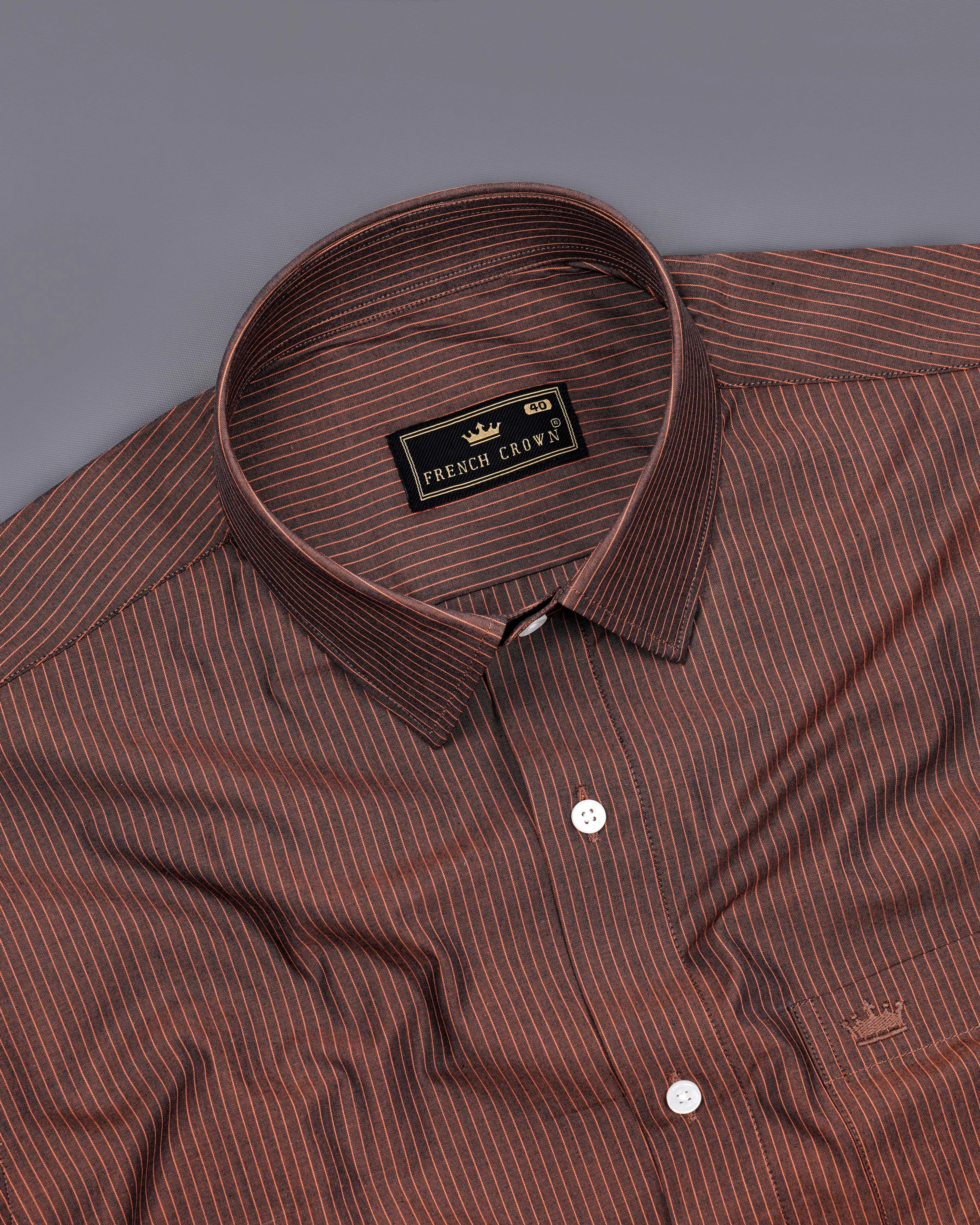 Buccaneer Brown Striped Premium Cotton Shirt sold by French Crown product image thumbnail 4